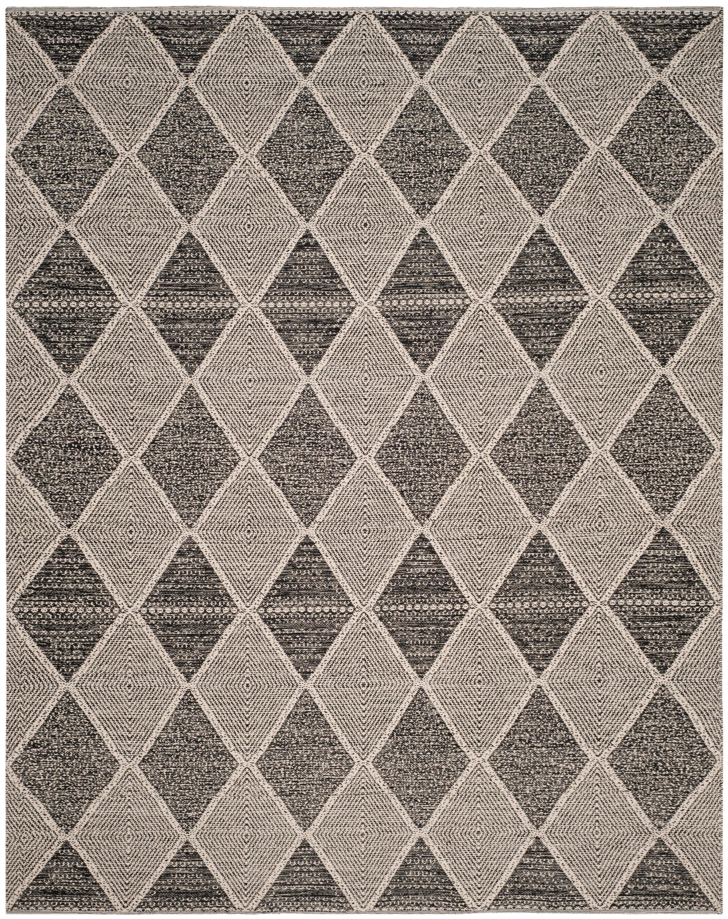 SAFAVIEH Montauk Caleb Geometric Diamond Cotton Area Rug, Black, 10' x 14'