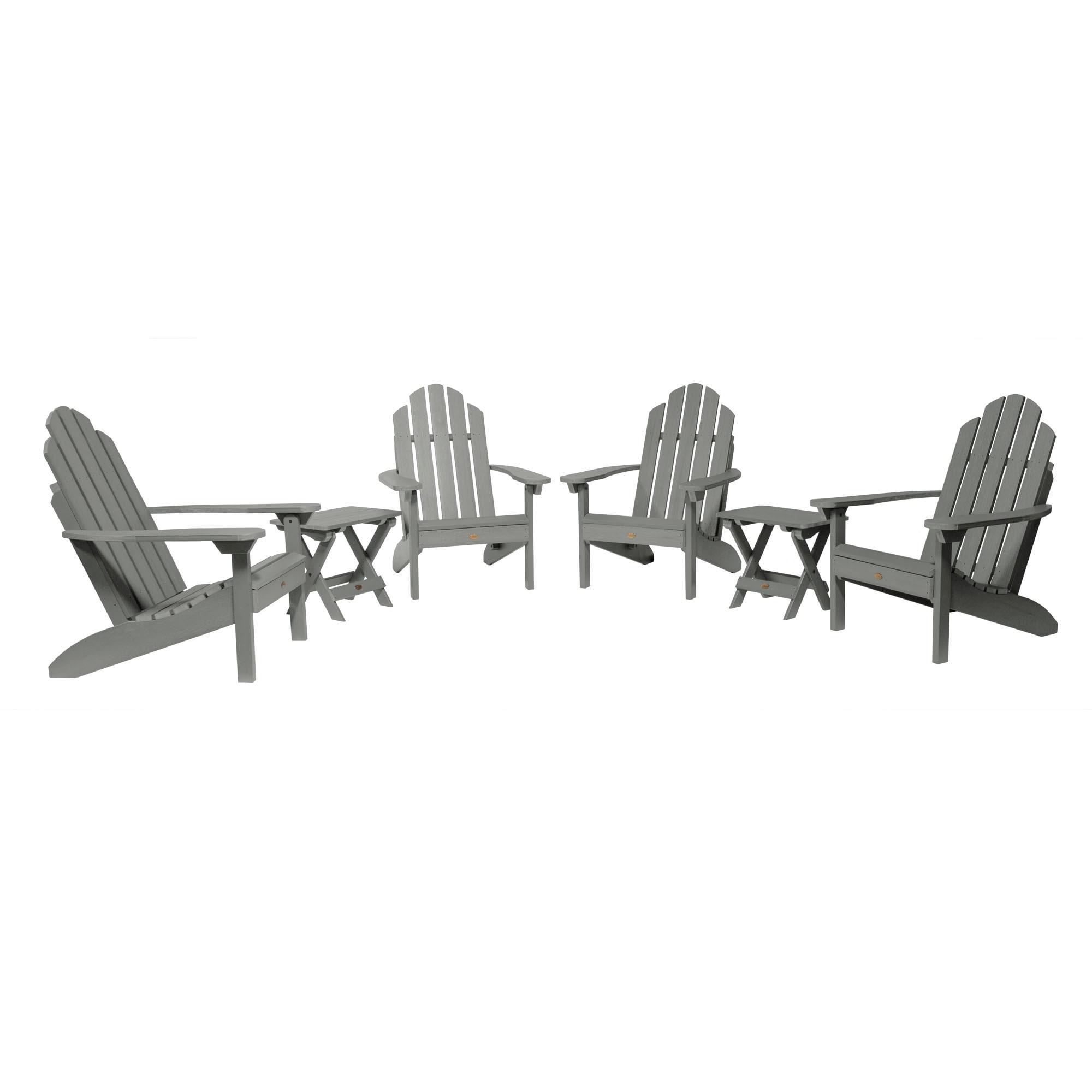 Highwood 6-pc Classic Westport Adirondack Set with 4 Classic Westport Adirondack Chairs and 2 Folding Side Tables - Outdoor, Eco-friendly, Synthetic Wood