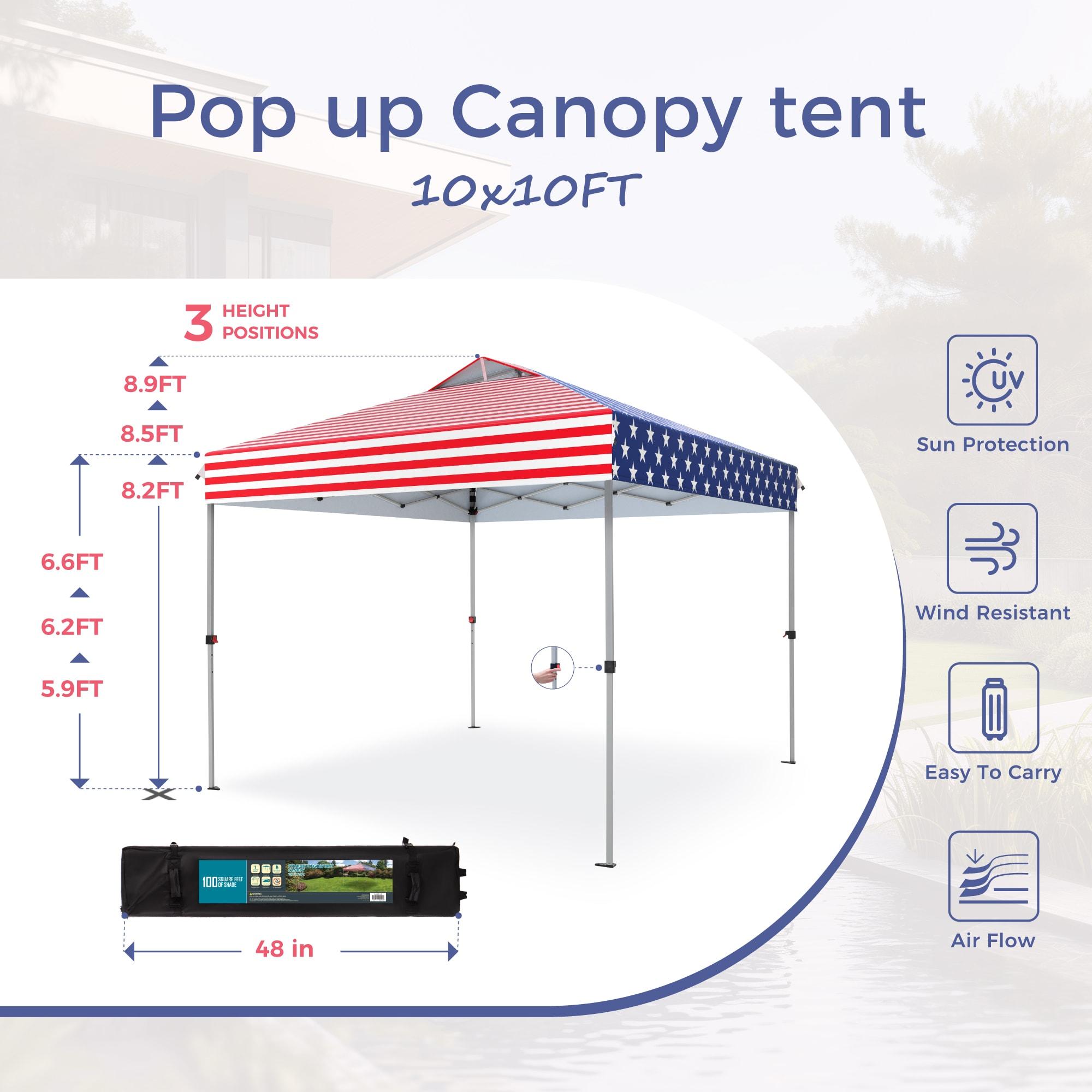 EAGLE PEAK Pop Up Canopies 10 Ft. W x 10 FT. D Metal Party Tent Canopy