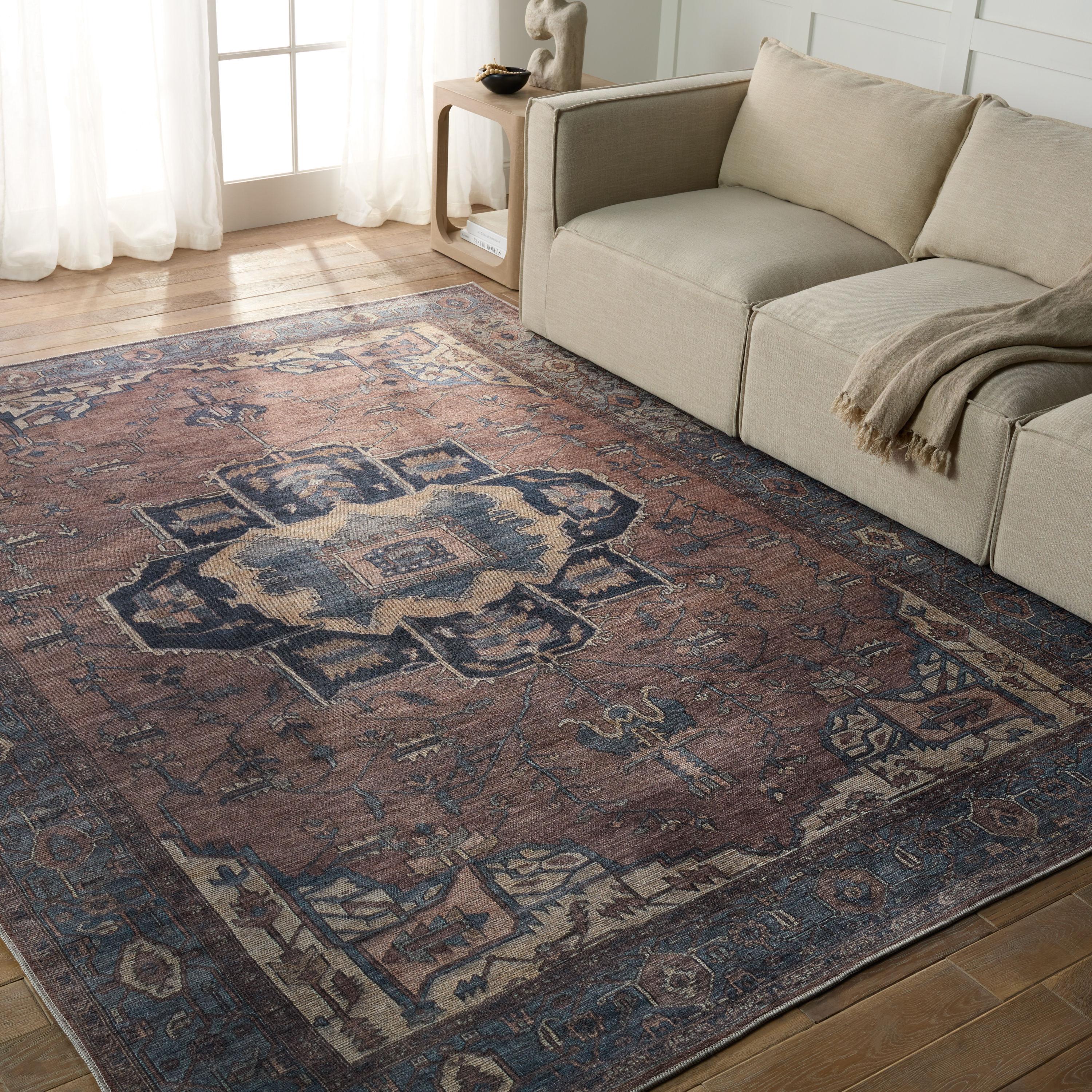 Barrymore Traditional Medallion Blue Synthetic 10' x 14' Area Rug