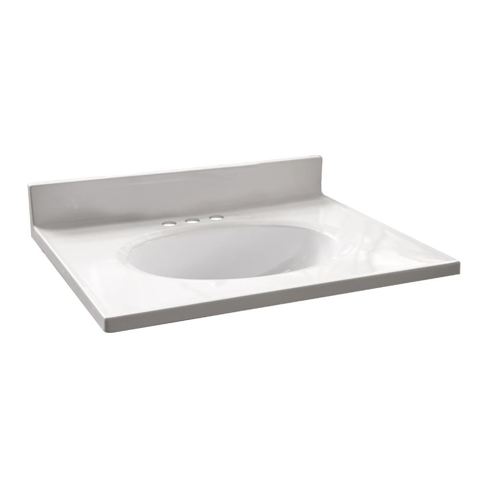 25" White Single Bathroom Vanity Sink Top