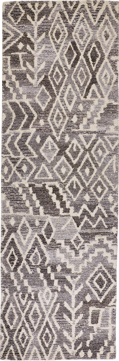 Gray Geometric Tufted Wool and Viscose Area Rug