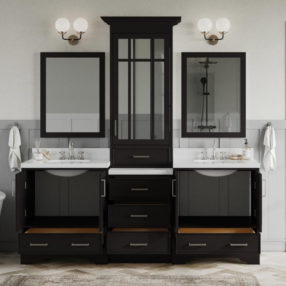 Ariel Stafford 85 in Double Sink Vanity Set in Espresso