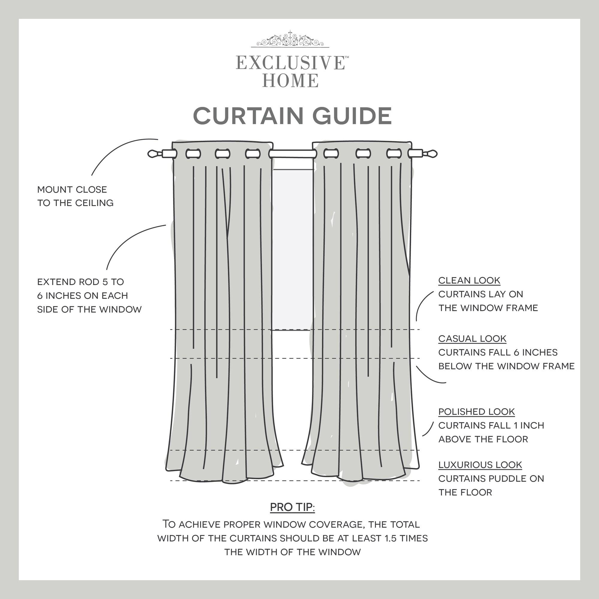 TOWN & COUNTRY EVERYDAY Ironwork Geo Trellis Sateen Indoor Curtains, Room Darkening Blackout, Grommet Top, Energy Efficient, 2-Pack Set, 52"x108", Black Pearl