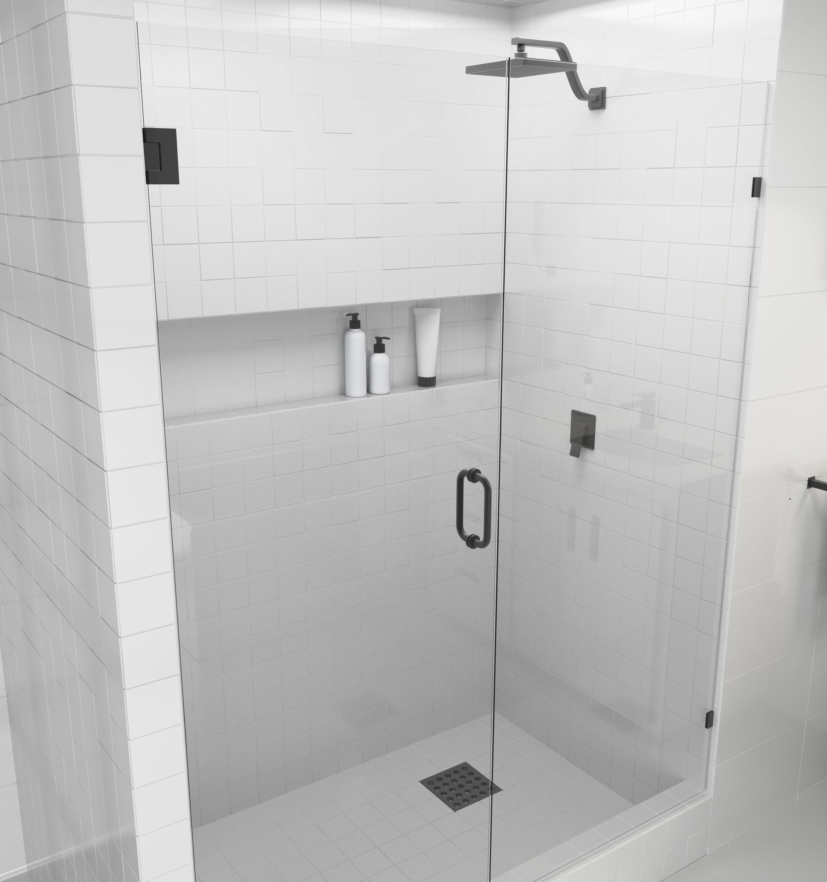 58 in. x 78 in. Fully Frameless Wall Hinge Shower Door
