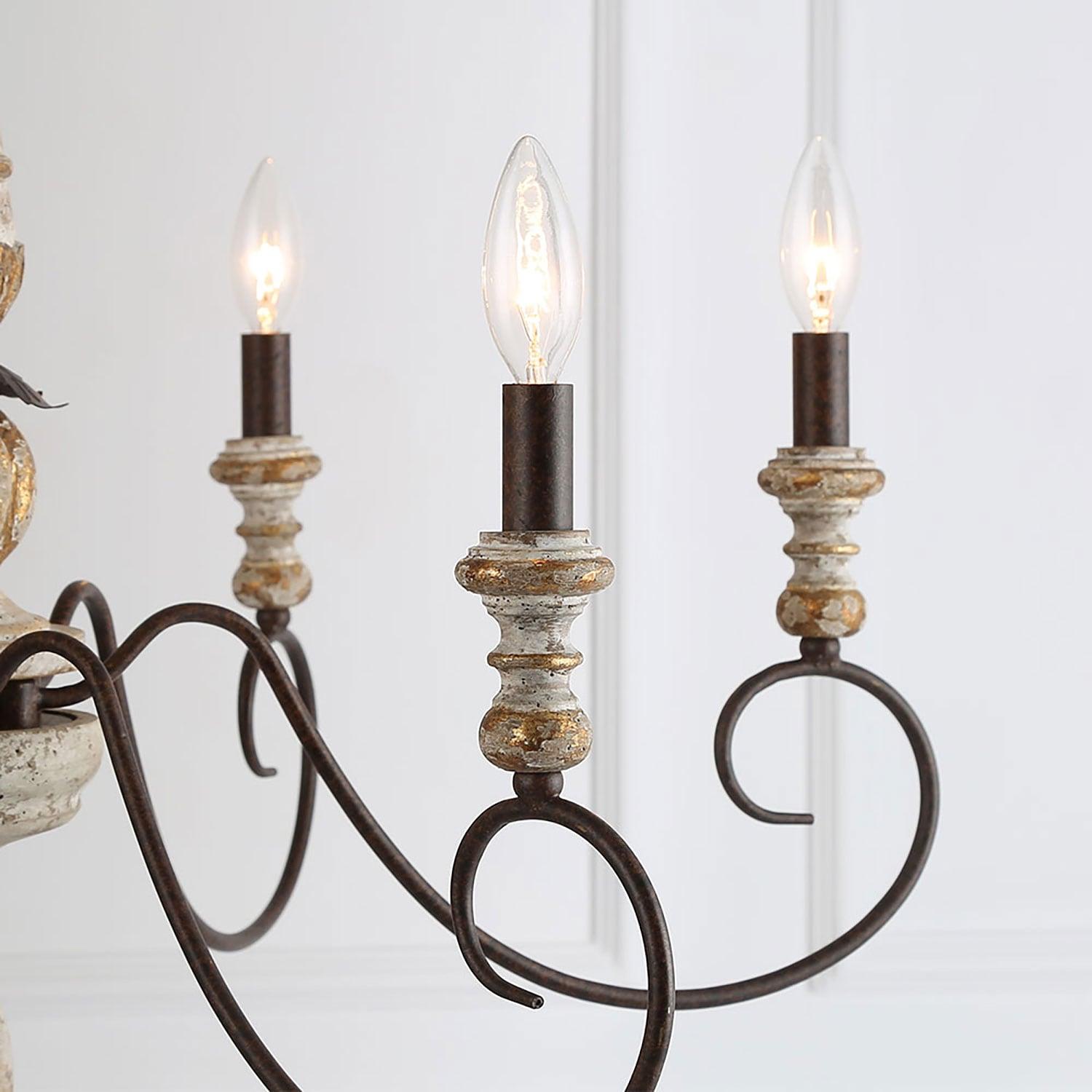 The Gray Barn French Country 6-Light Wood Chandelier Classic Farmhouse Lights - 31.1" D x 28" H