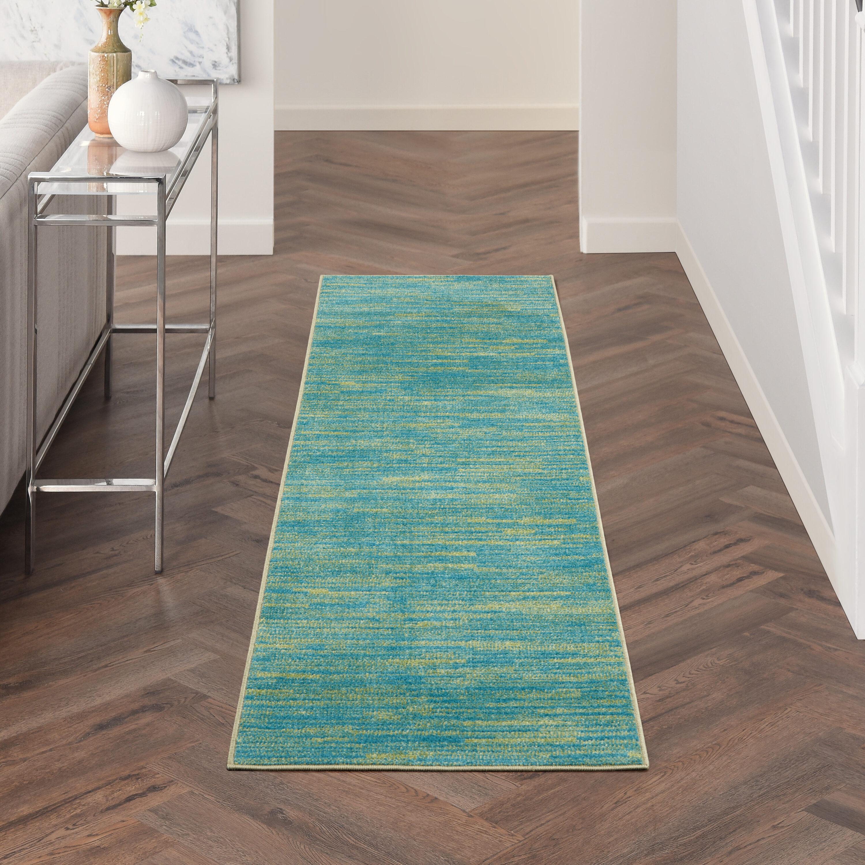 Nourison Nourison Essentials NRE01 Indoor/outdoor Area Rug - Blue Green 2'2" x 7'6"