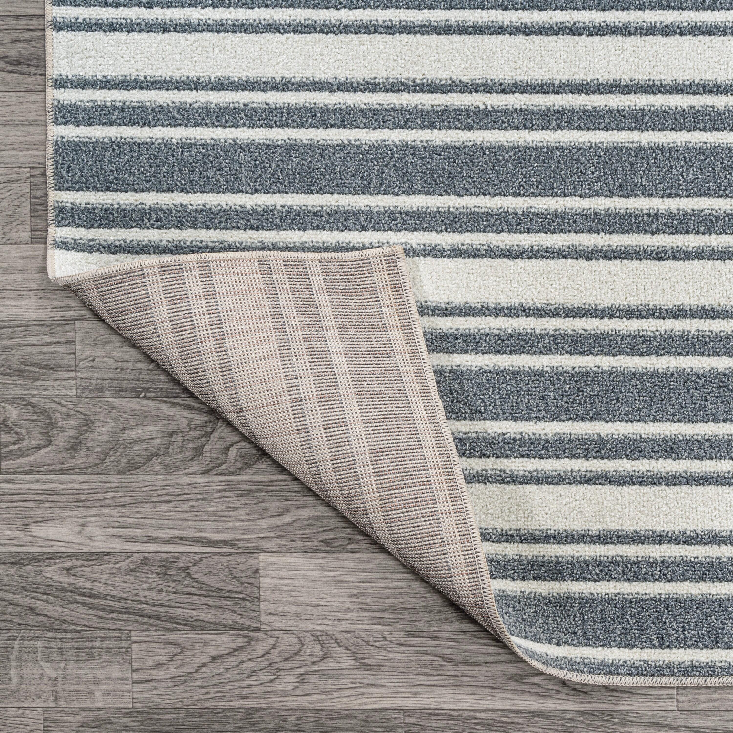 JONATHAN Y Fawning Two-Tone Striped Classic Low-Pile Machine-Washable Cream/Dark Gray 8 ft. x 10 ft. Area Rug