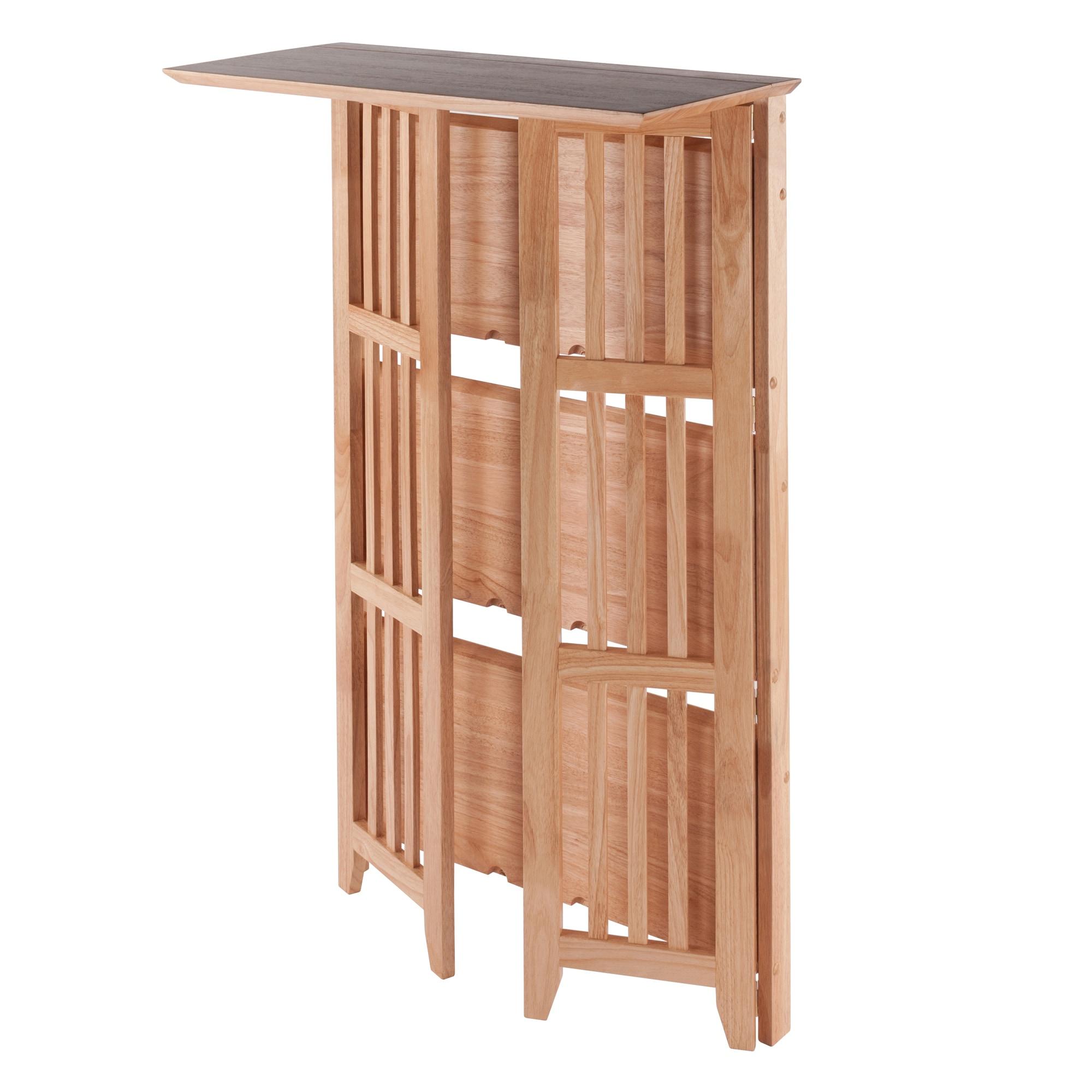 42" 4 Tier Foldable Bookshelf Natural - Winsome: Beech Wood, Slatted-Side, Home Office Storage