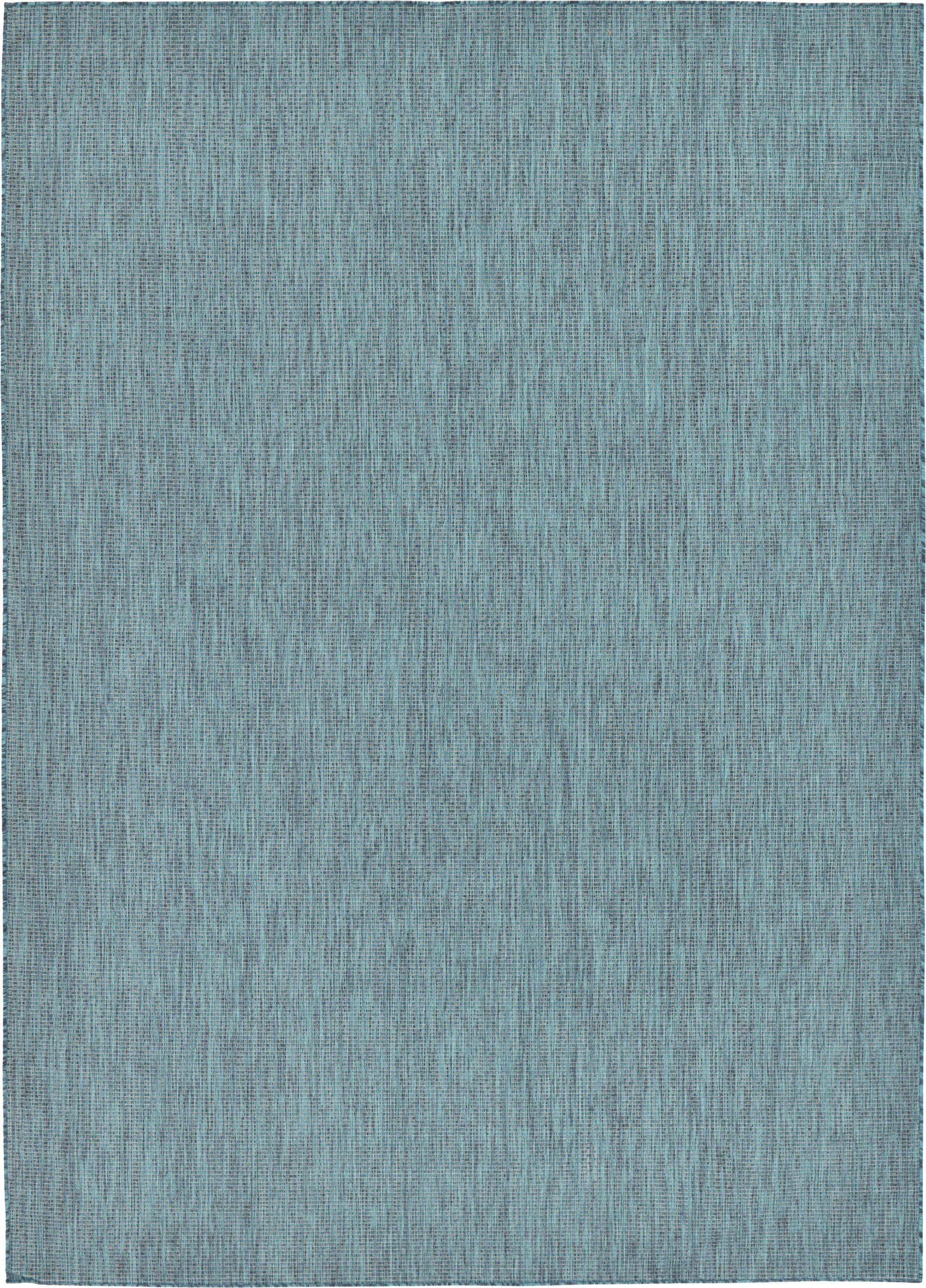 Unique Loom 8' 0 x 11' 4 Rectangle Indoor/Outdoor Solid Teal Area Rug