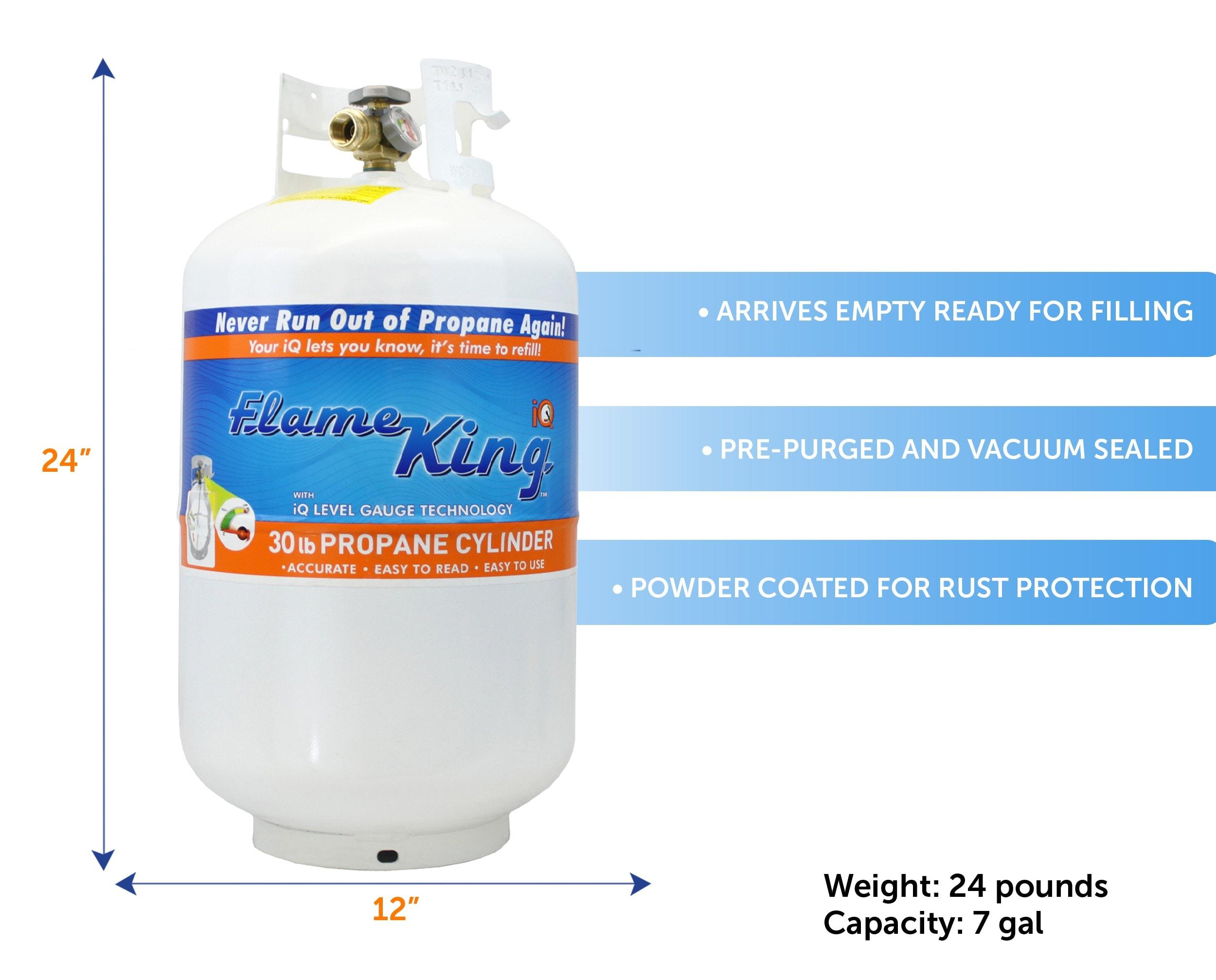Flame King Flame King 30LB Empty Steel Propane Tank LP Cylinder, OPD Valve & Built-in Gauge for Grills & BBQs