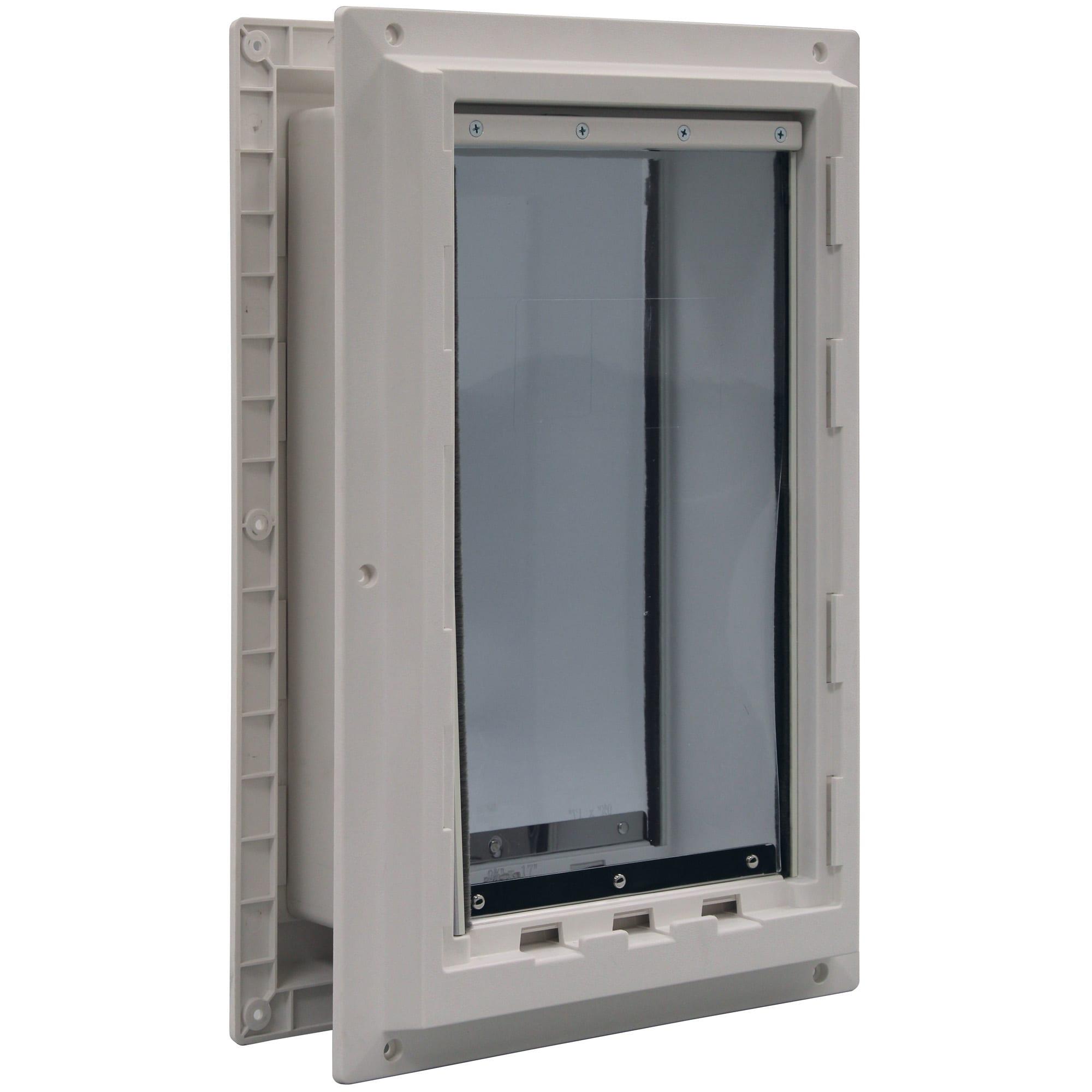 Ideal Pet Products Wall Entry Pet Door Double Flap for Walls with Built-in Telescoping Tunnel and Lock-Out Slide, Extra Large, White (WEPD2XL)