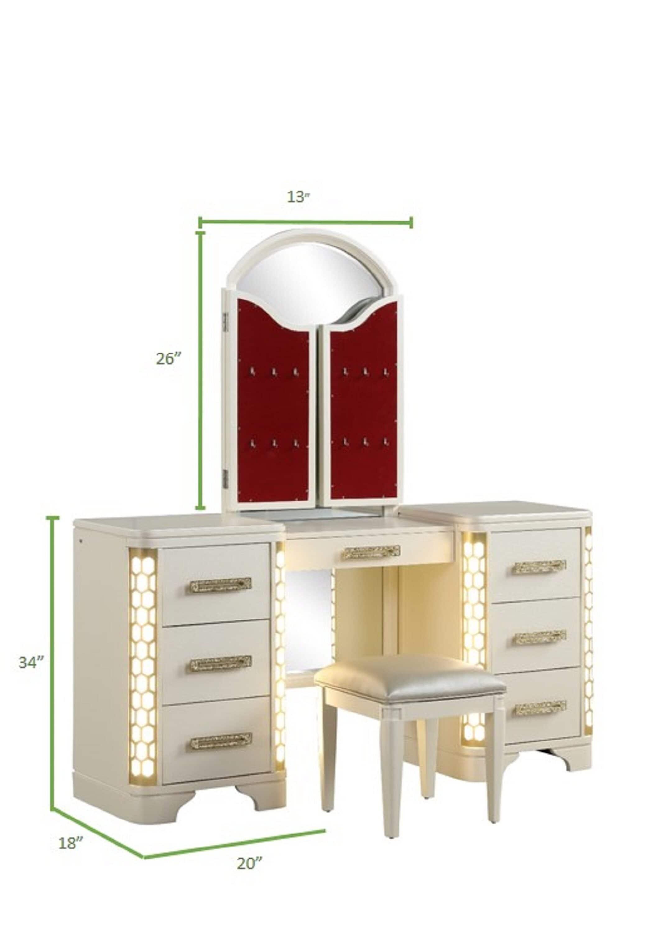 Jasmine Queen 5-N Pc Unique LED Bedroom Set made with Wood in Beige