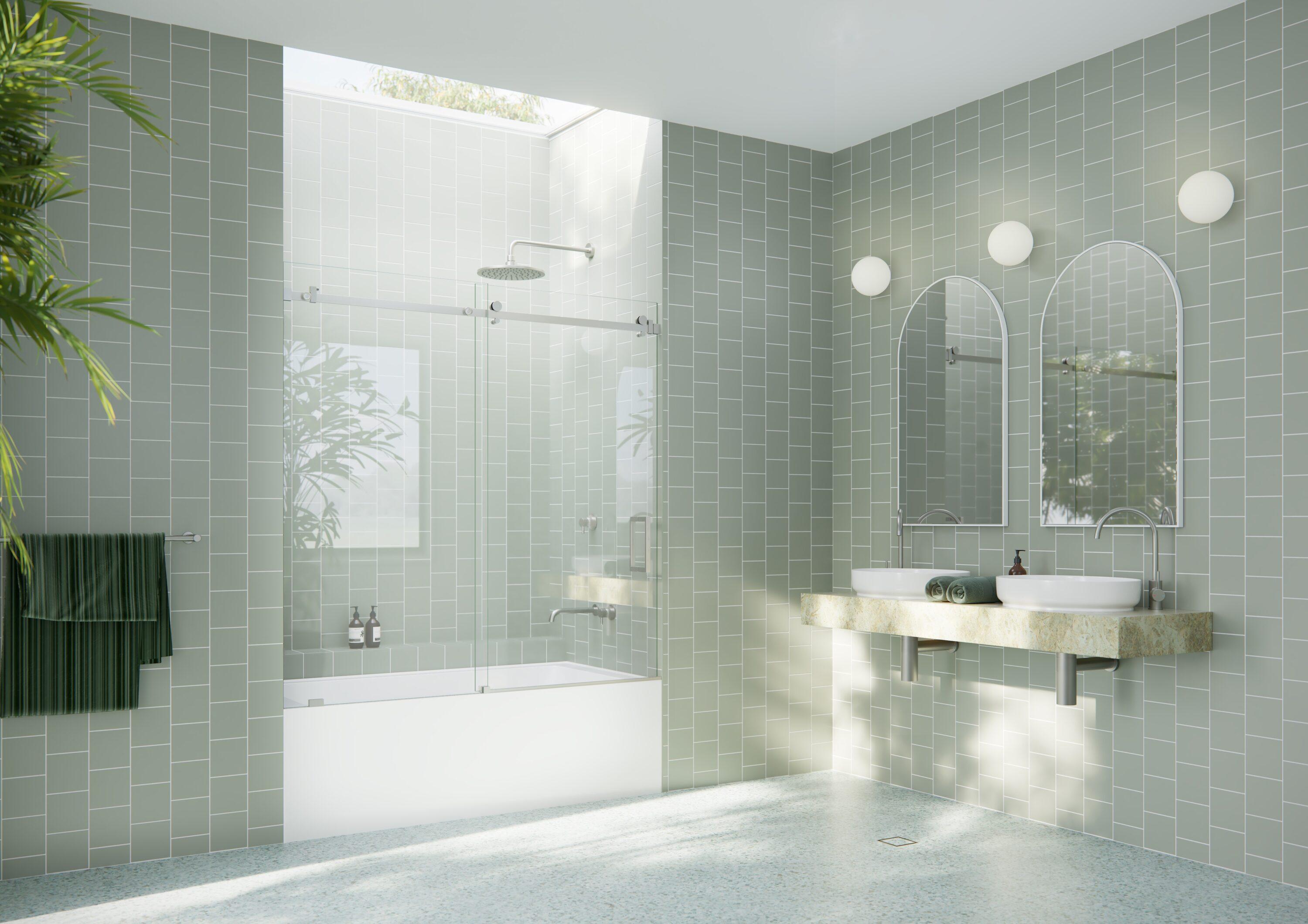 Astro 56 in. - 60 in. x 60 in. Frameless Sliding Bathtub Door
