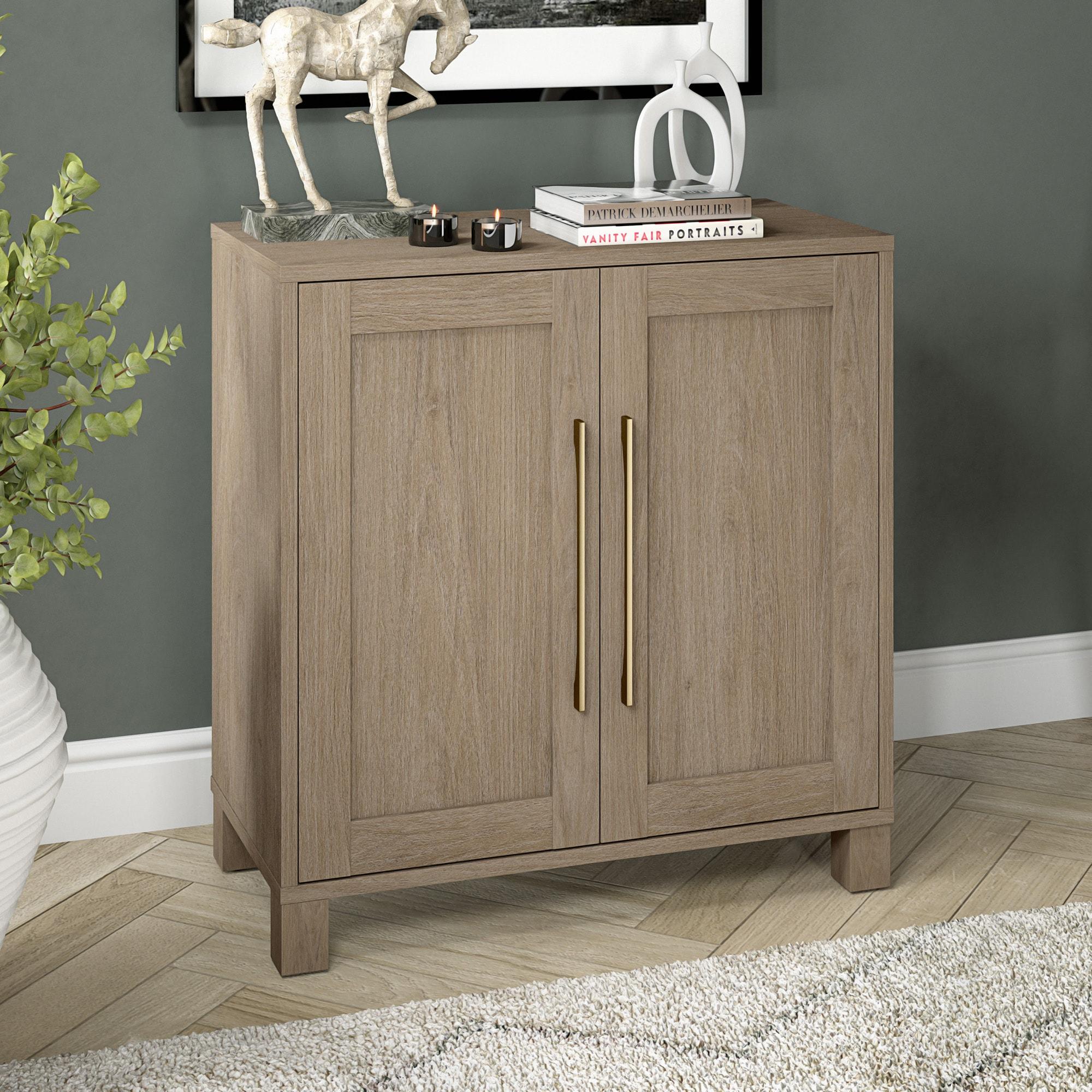 Evelyn&Zoe Chabot 28" Wide Rectangular Accent Cabinet, Antiqued Gray Oak