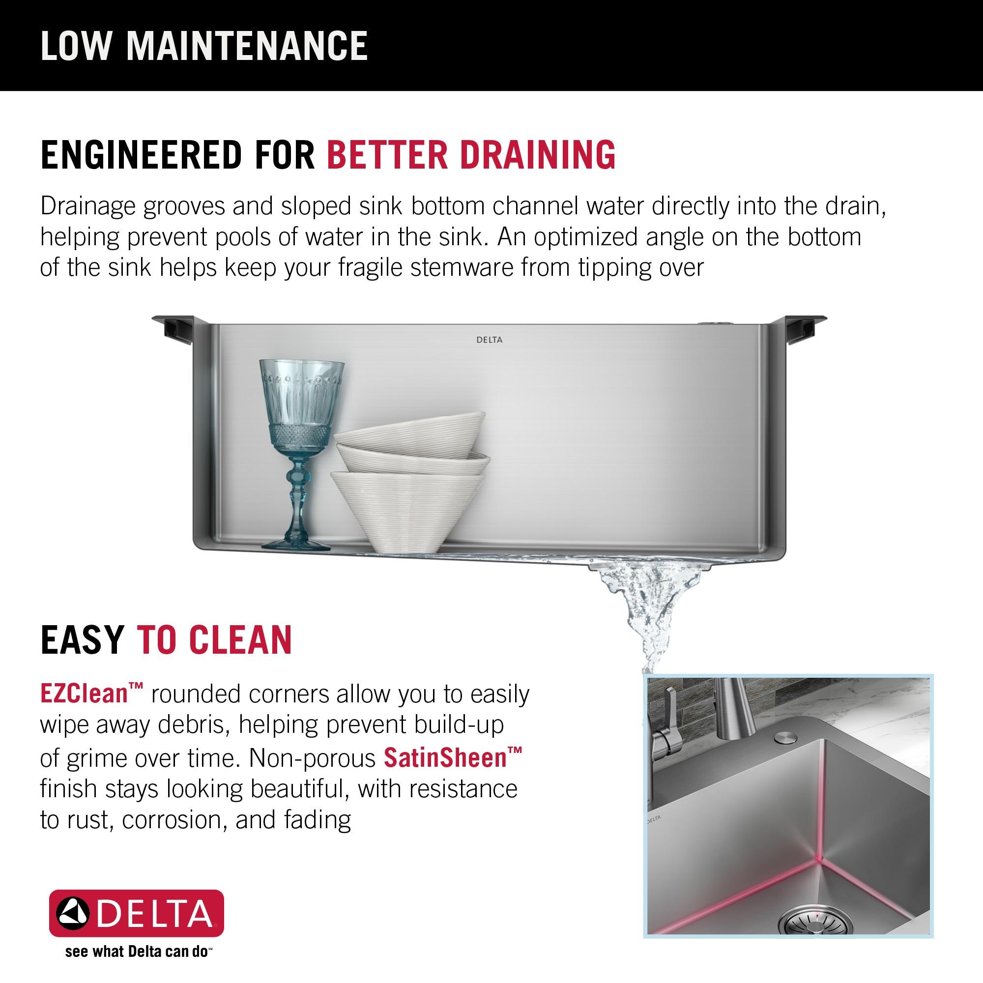 Delta Marca™ Drop-In Undermount Stainless Steel Single Bowl Kitchen Sink with Accessories