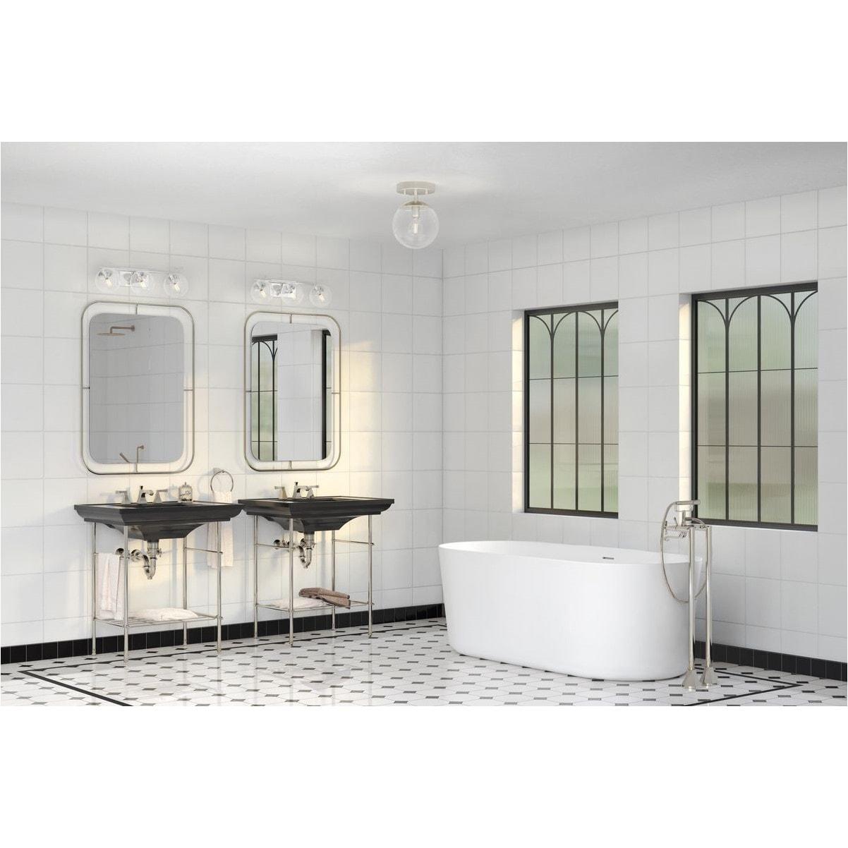 Progress Lighting Atwell 1-Light Flush Mount Ceiling Light, Brushed Nickel, Clear Glass