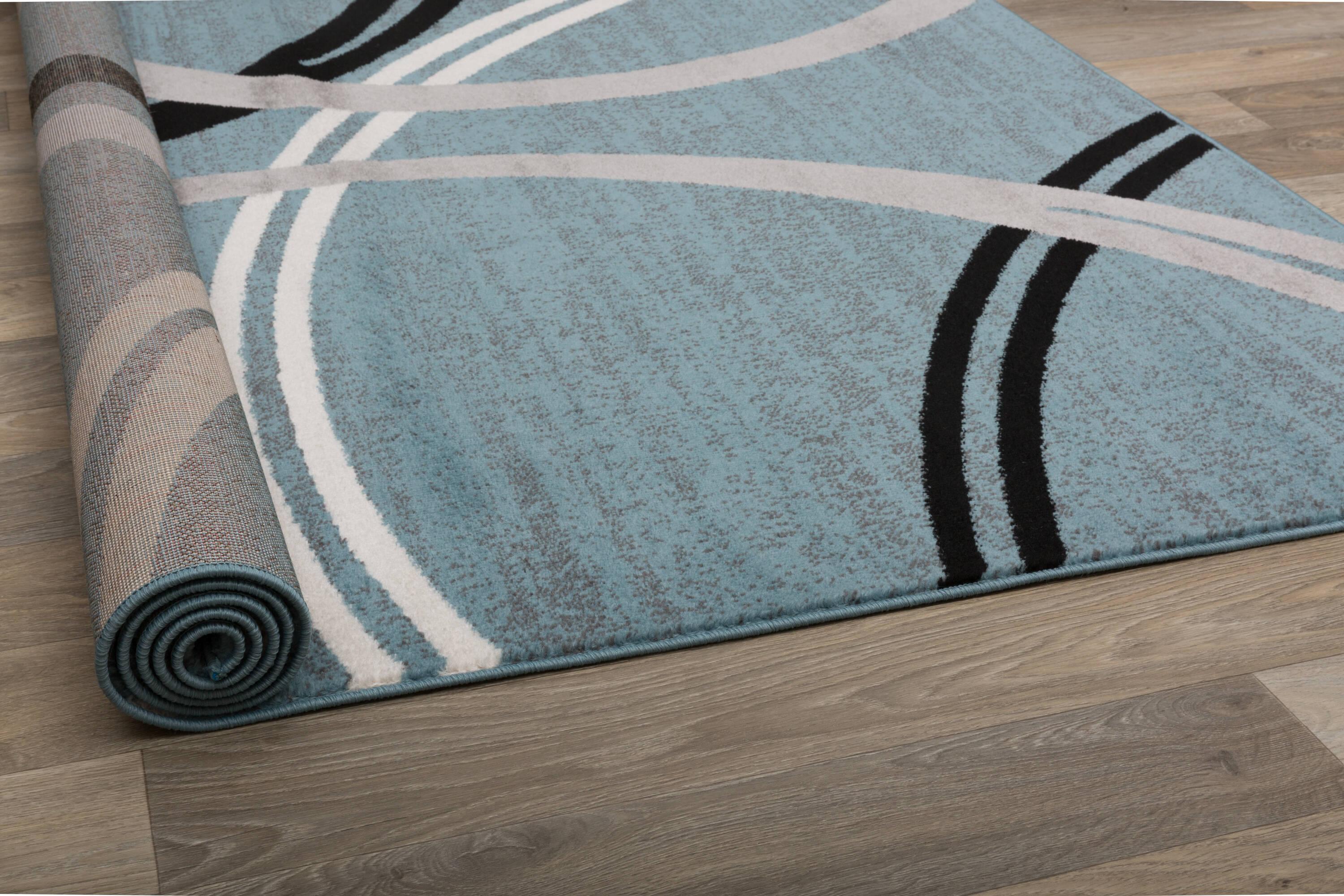 World Rug Gallery Contemporary Abstract Circles Design Blue 7'10" x 10'2" Area Rug