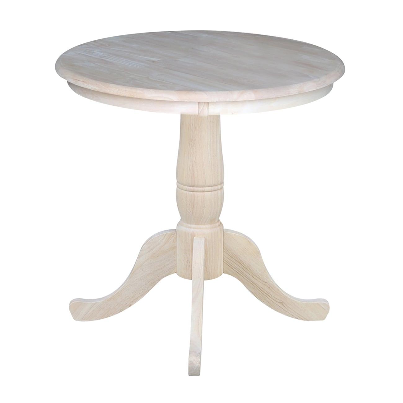 International Concepts 30" Round Top Pedestal Dining Table Unfinished: Mid-Century Modern, Seats 4, Wood Frame