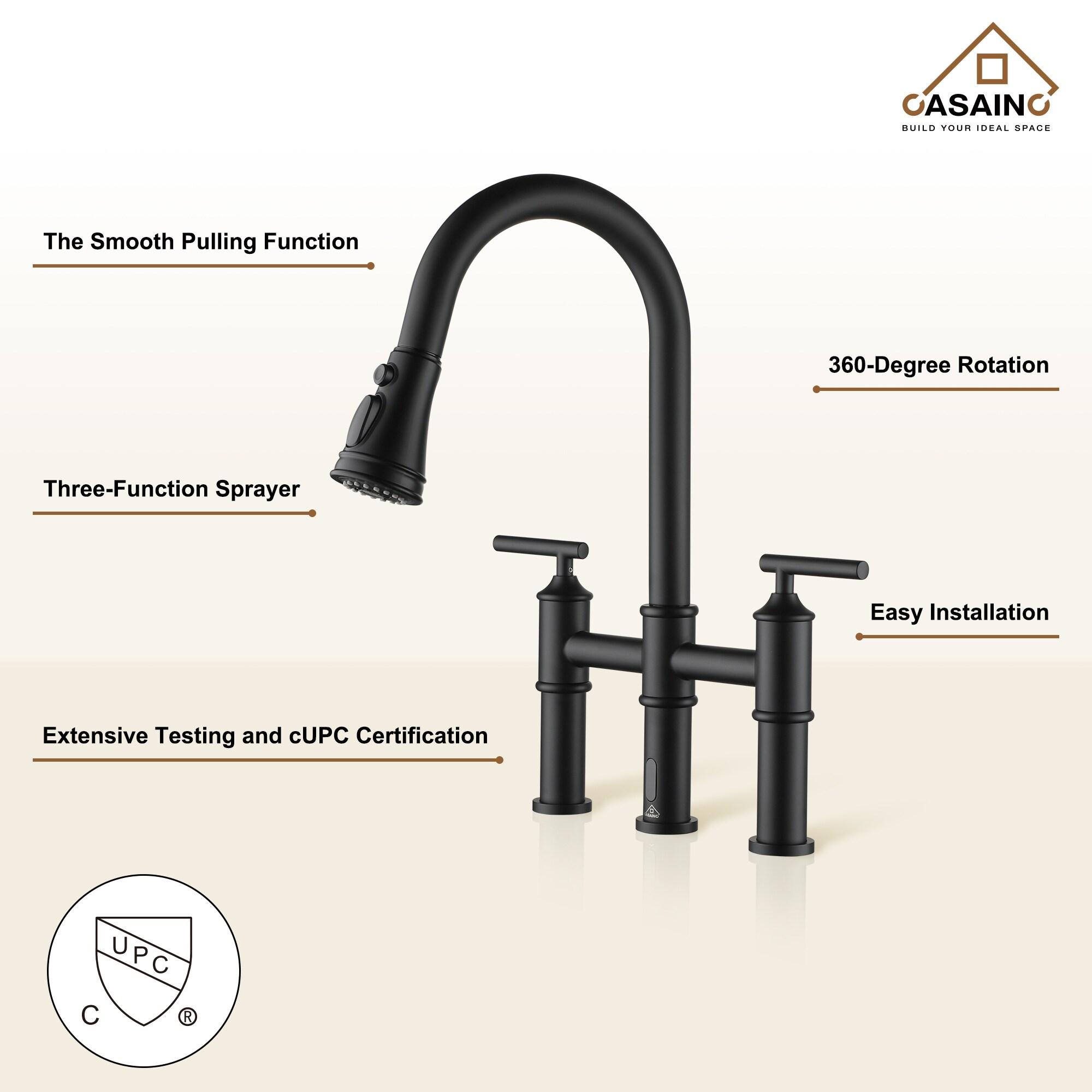 CASAINC 1.8 GPM Single-Handle Spring Pull-Down Kitchen Faucet Single Hole Faucet