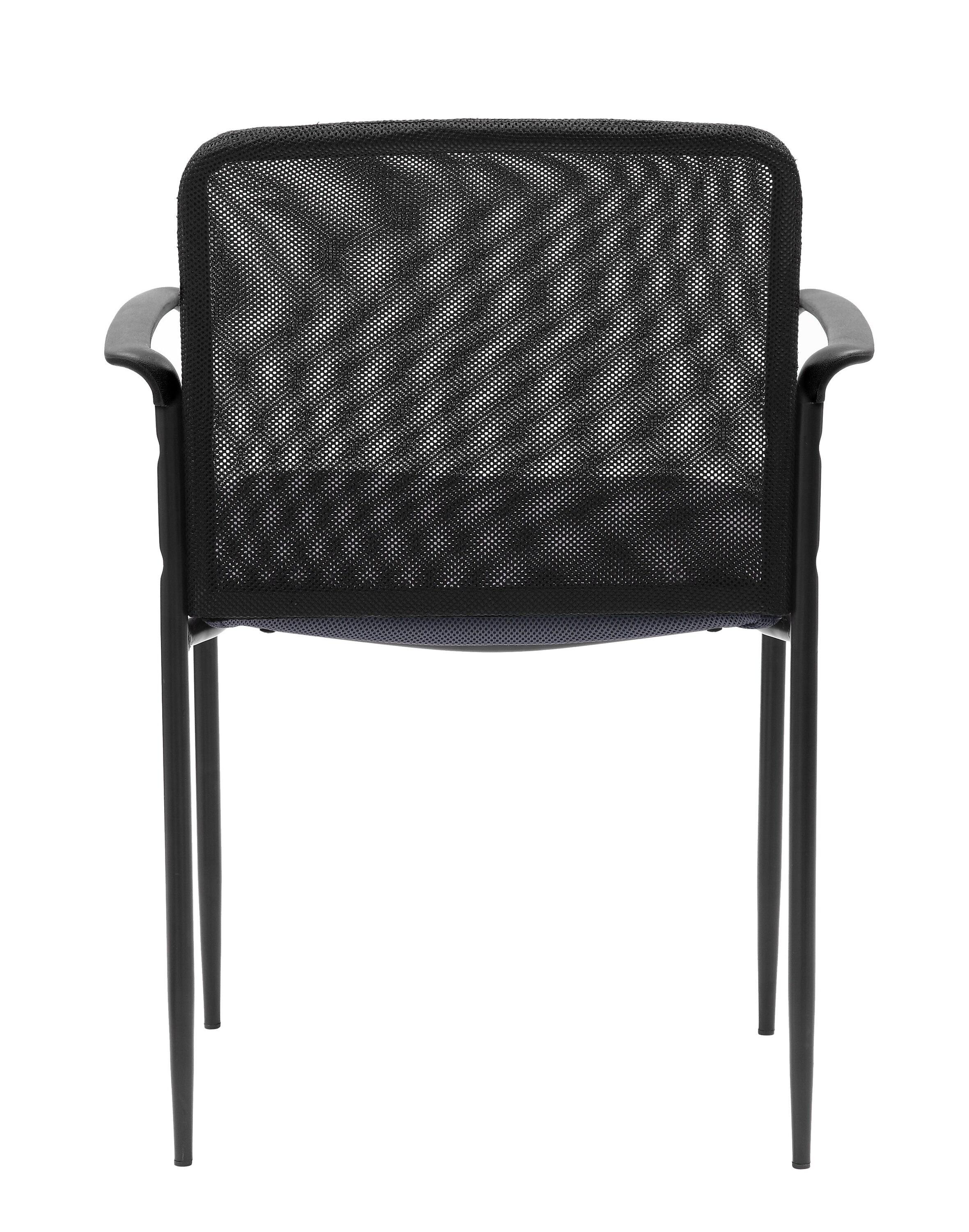 Boss Office Products Office Chair - Gray: Mesh Upholstered, Fixed Arms, Steel Legs, 275 lb Capacity