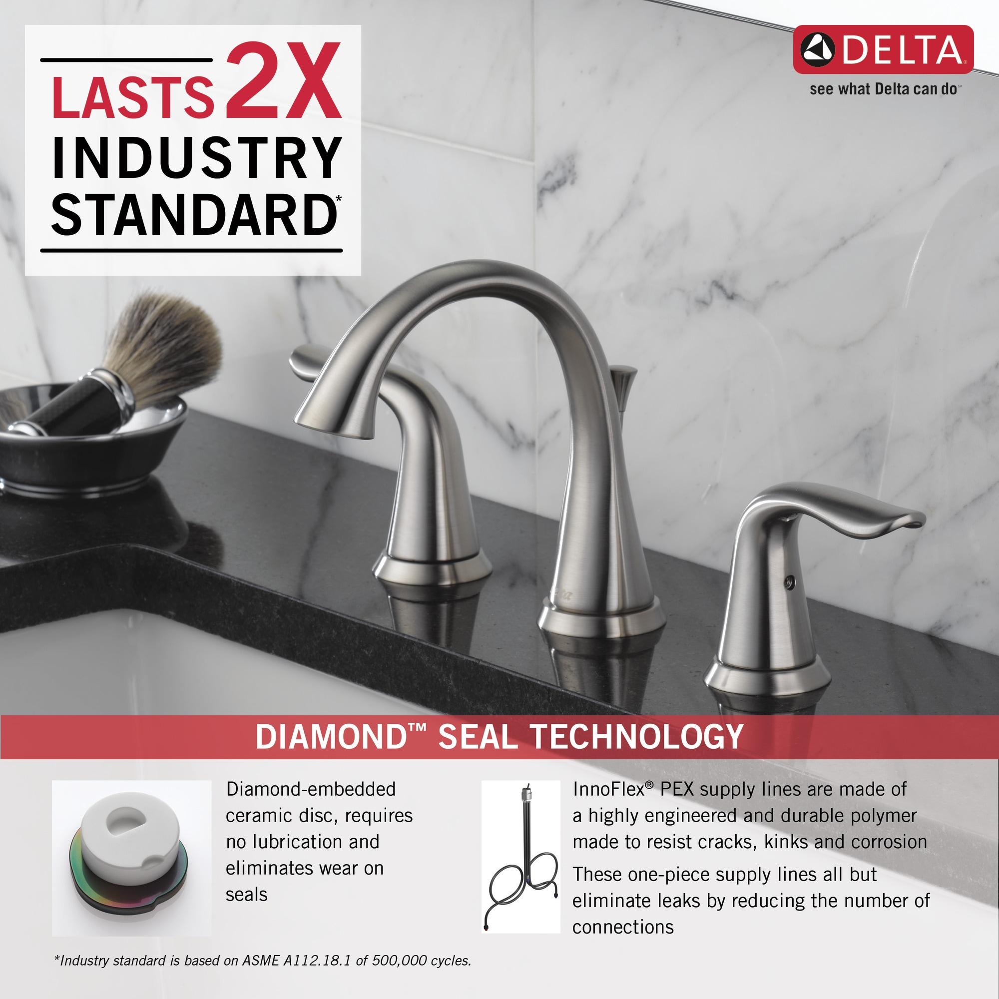 Lahara Widespread Bathroom Faucet 3 Hole, 2-handle Bathroom Sink Faucet with Drain Assembly