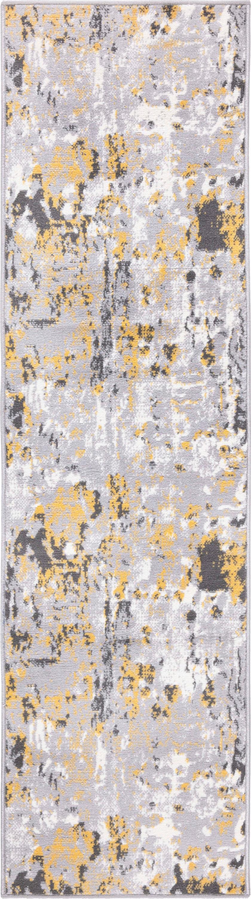 World Rug Gallery Distressed Modern Abstract Area Rug - Yellow 2' x 7'