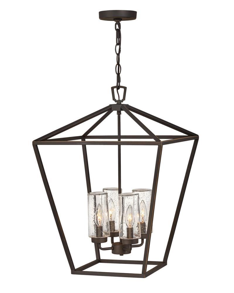 Alford Place 4-Light Oil Rubbed Bronze Outdoor LED Lantern with Clear Seedy Glass