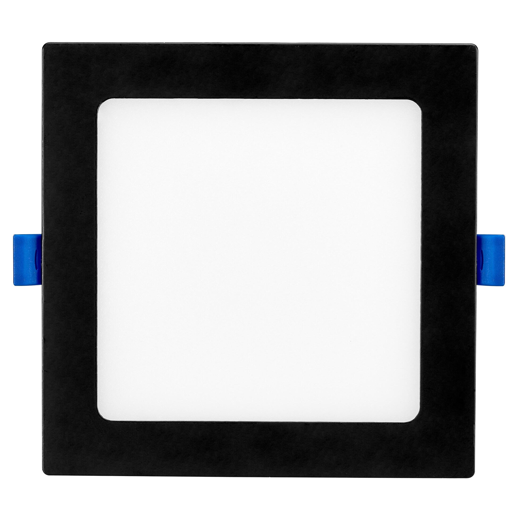 Maxxima 6 in. Square Ultra Thin Recessed LED Downlight 1000 Lumens, Black Trim, Color Selectable 2700K/3000K/3500K/4000K/5000K, Canless IC Rated, Slim, Dimmable, J-Box Included