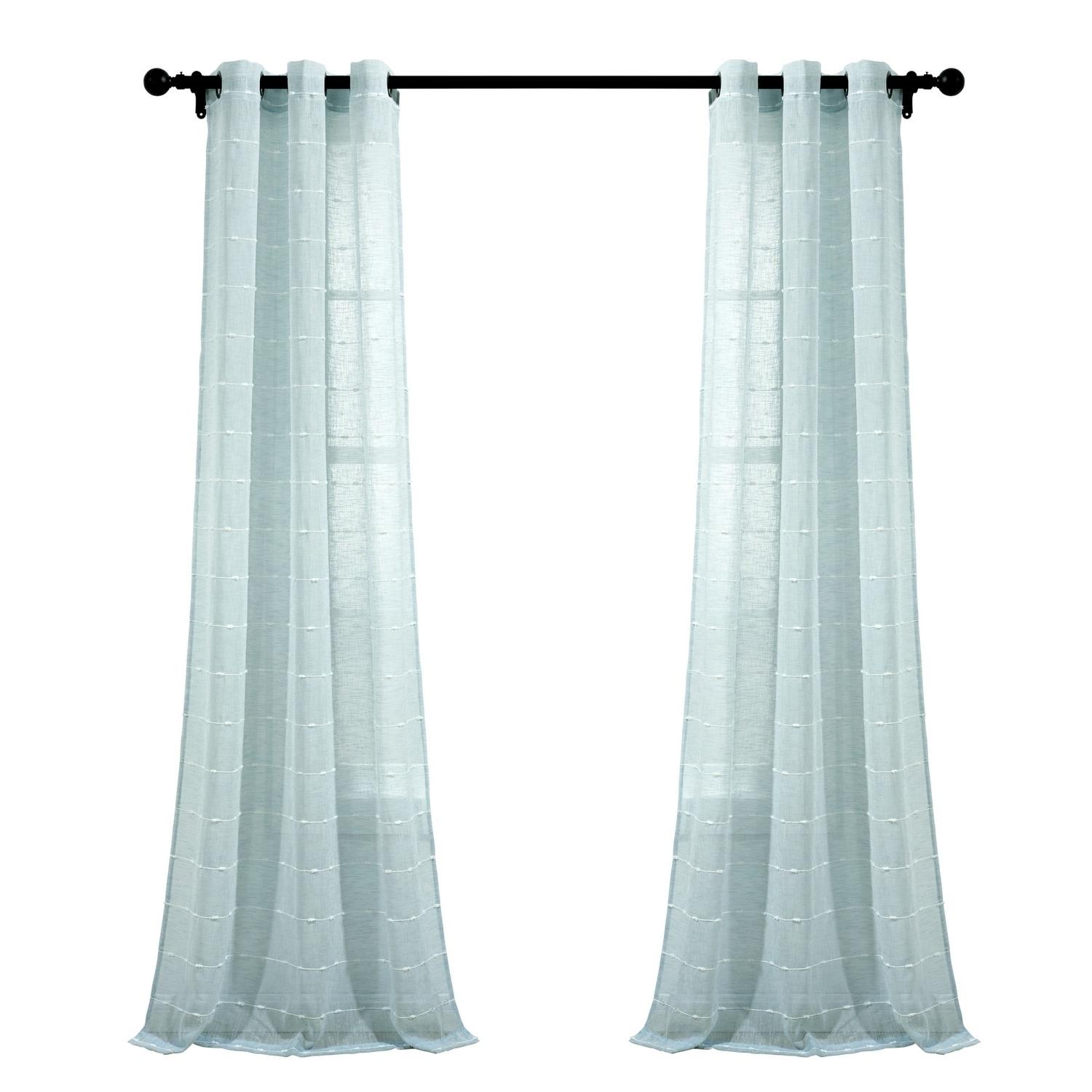 Farmhouse Textured Polyester Sheer Curtain Pair (Set of 2)