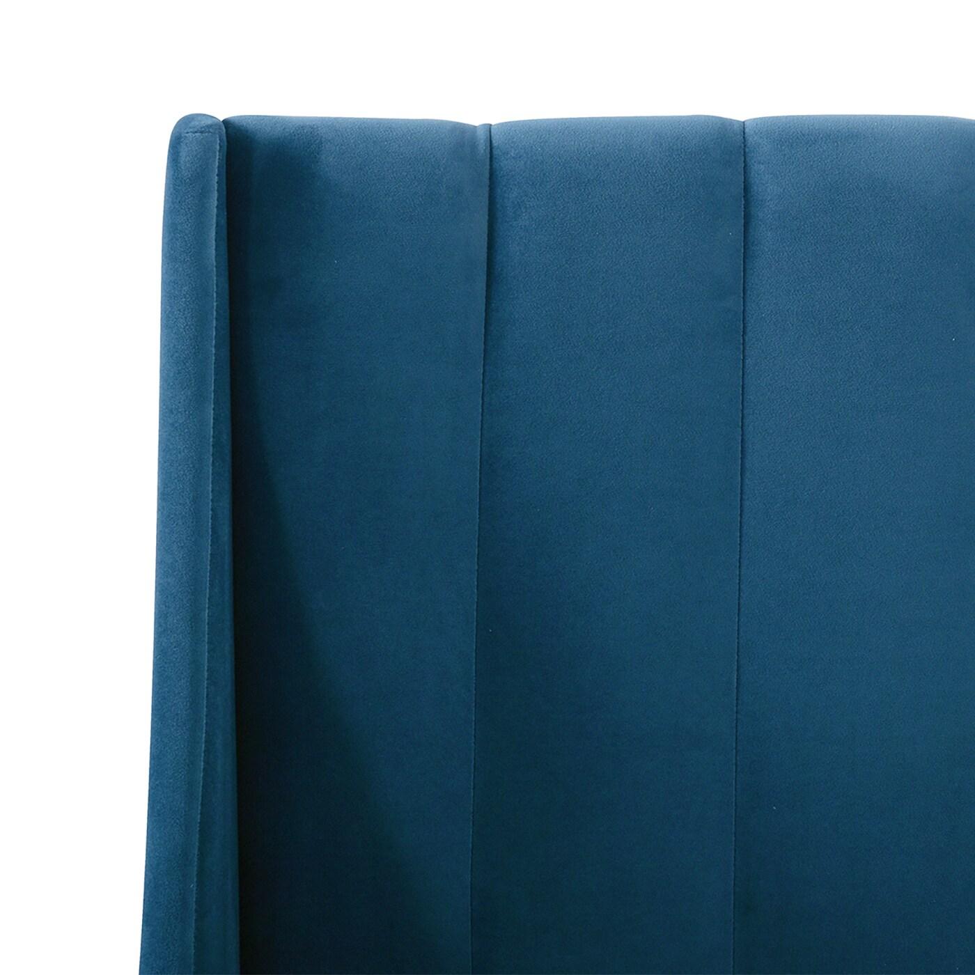 Sandy Wilson Home Aspen Tufted Headboard Platform Bed Queen Satin Teal Velvet