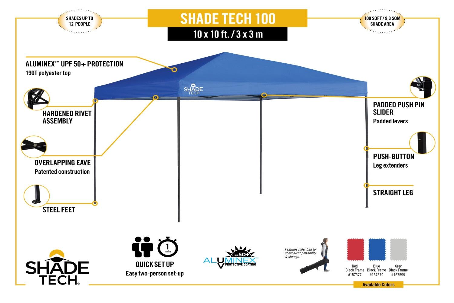 QuikShade Shade Tech 10 Ft. W x 10 Ft. D Steel Pop-Up Canopy