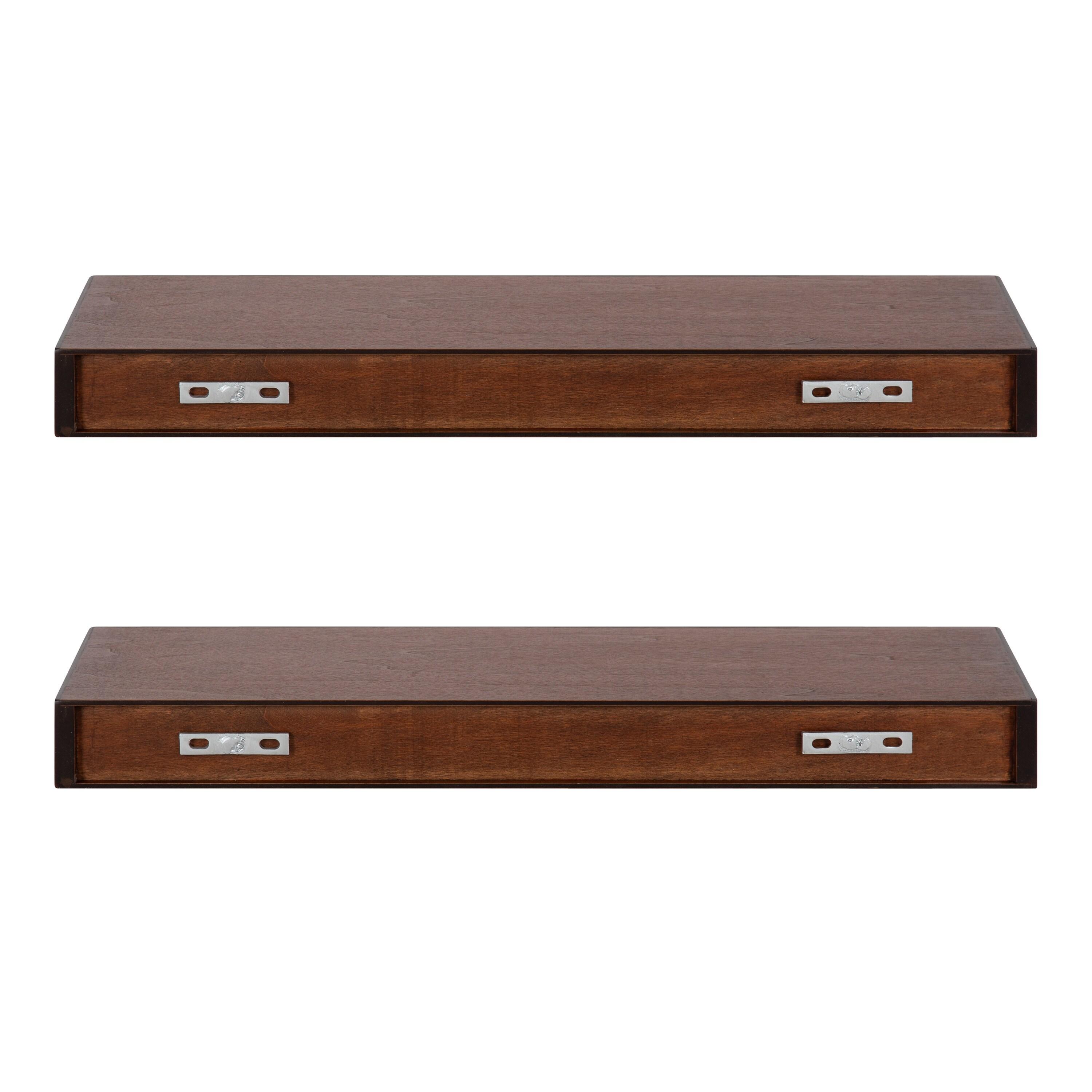 2pc 24" Havlock Wood Shelf Set Walnut Brown - Kate & Laurel All Things Decor: Easy Install, Storage Display