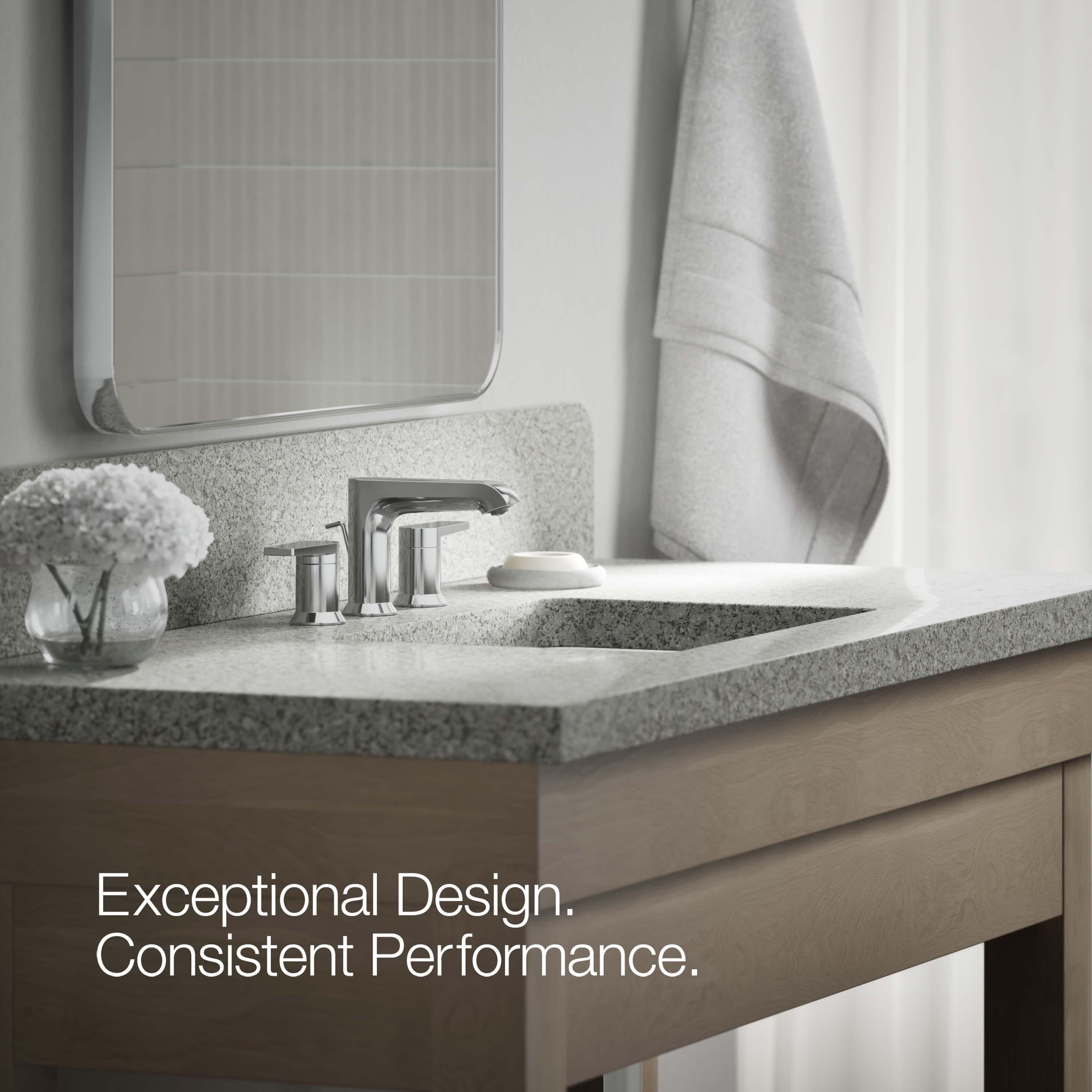Kohler Hint Widespread Bathroom Faucet with Pop-Up Drain Assembly, 3 Hole 2-Handle Bathroom Sink Faucet, 1.2 gpm