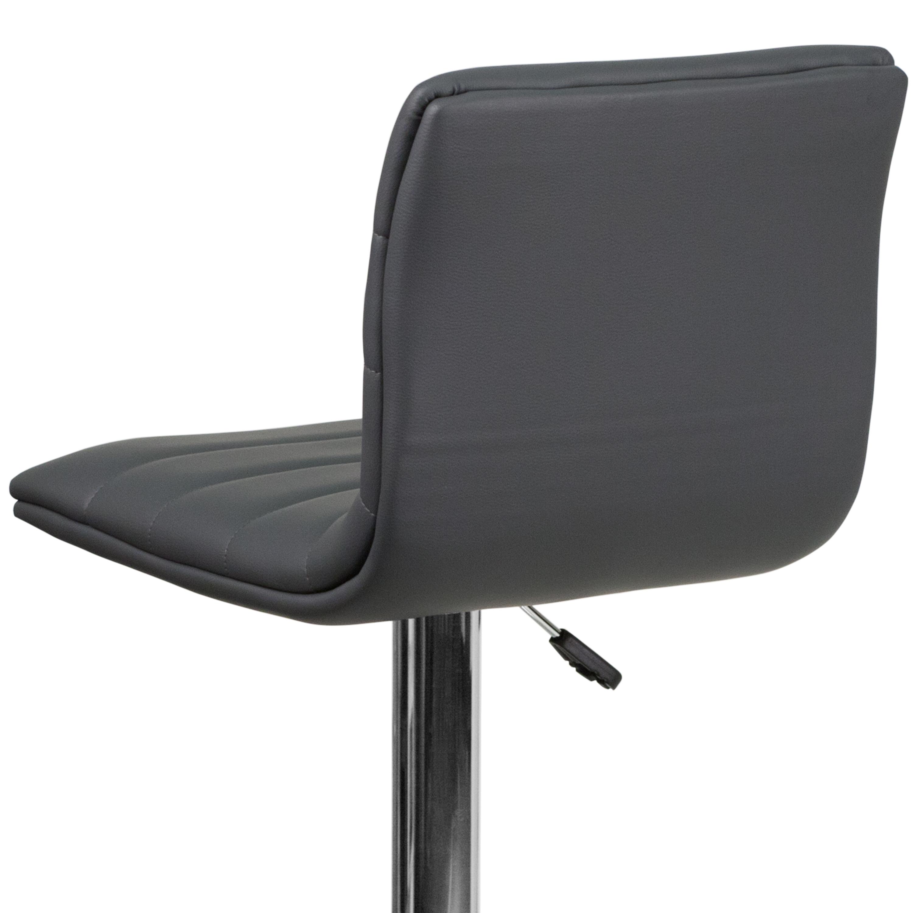 Flash Furniture Modern Gray Vinyl Adjustable Bar Stool with Back, Counter Height Swivel Stool with Chrome Pedestal Base