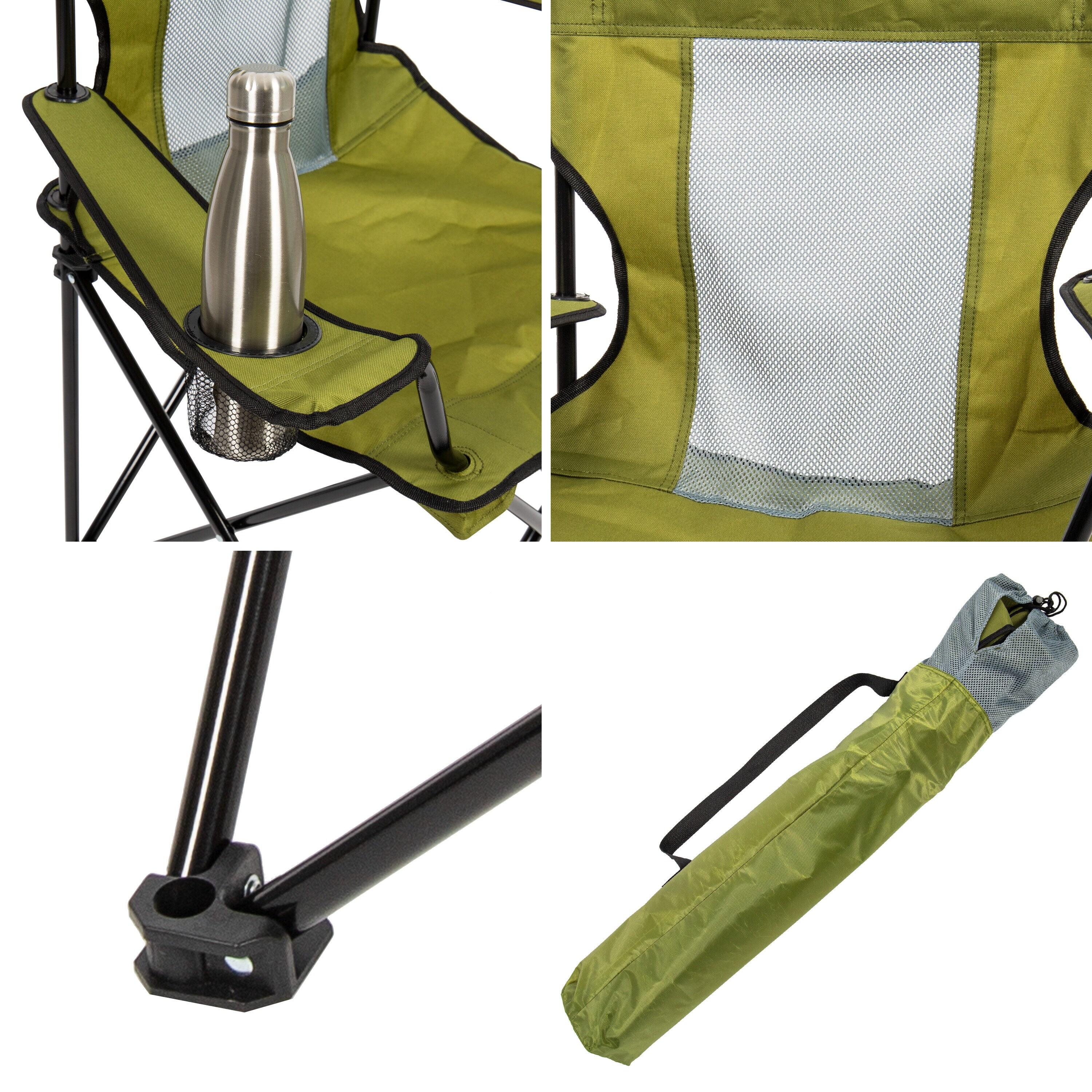 Camp & Go Mesh Back Foldable Camping Chair, Green