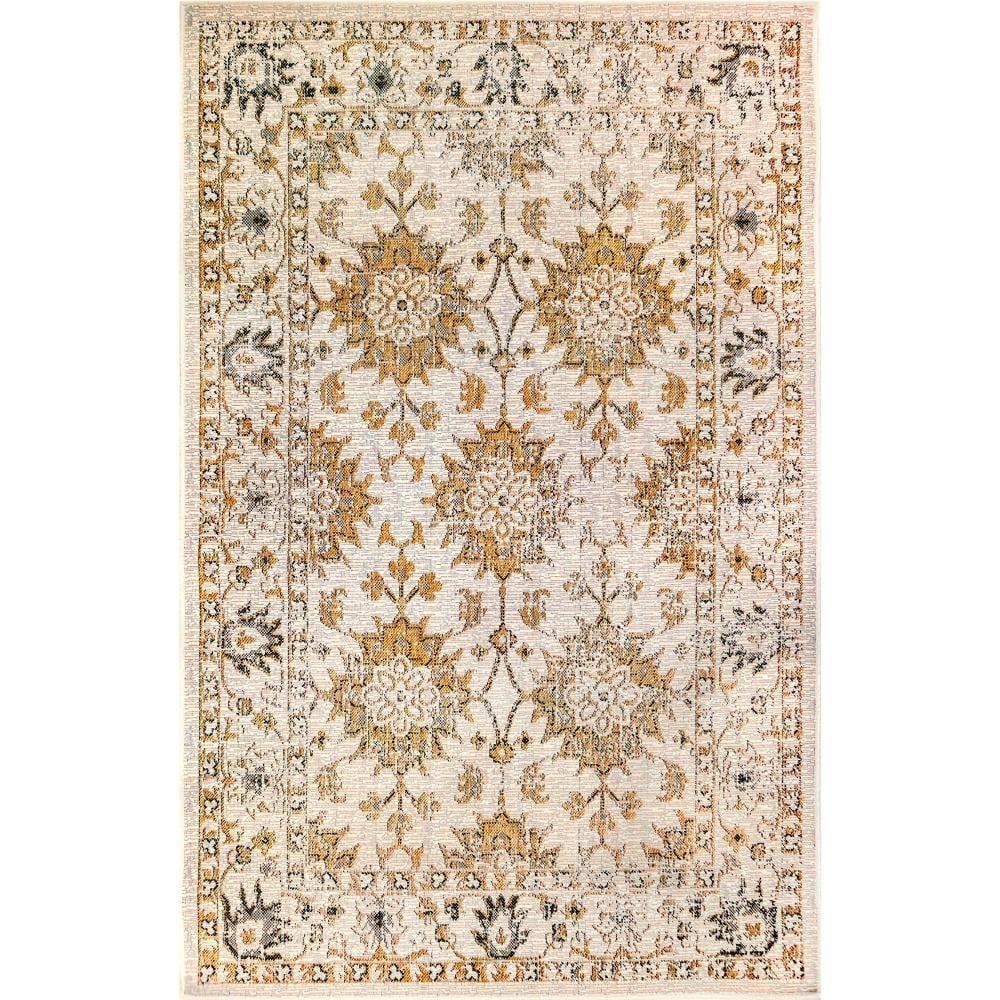 Liora Manne Carmel Vintage Floral Indoor/Outdoor Rug Sand 7'10" Round