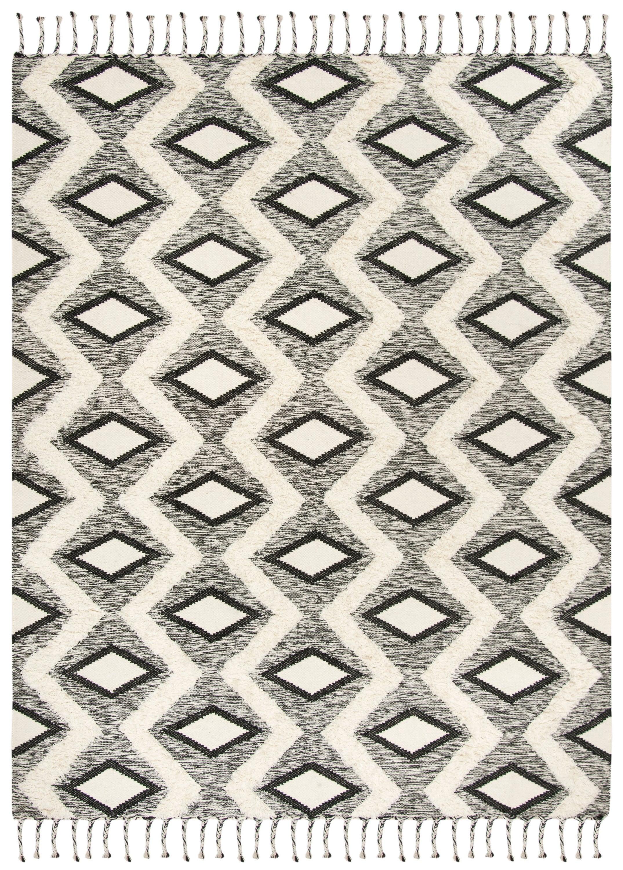 Kenya KNY908 Hand Knotted Area Rug - Black/Ivory - 8'x10' - Safavieh