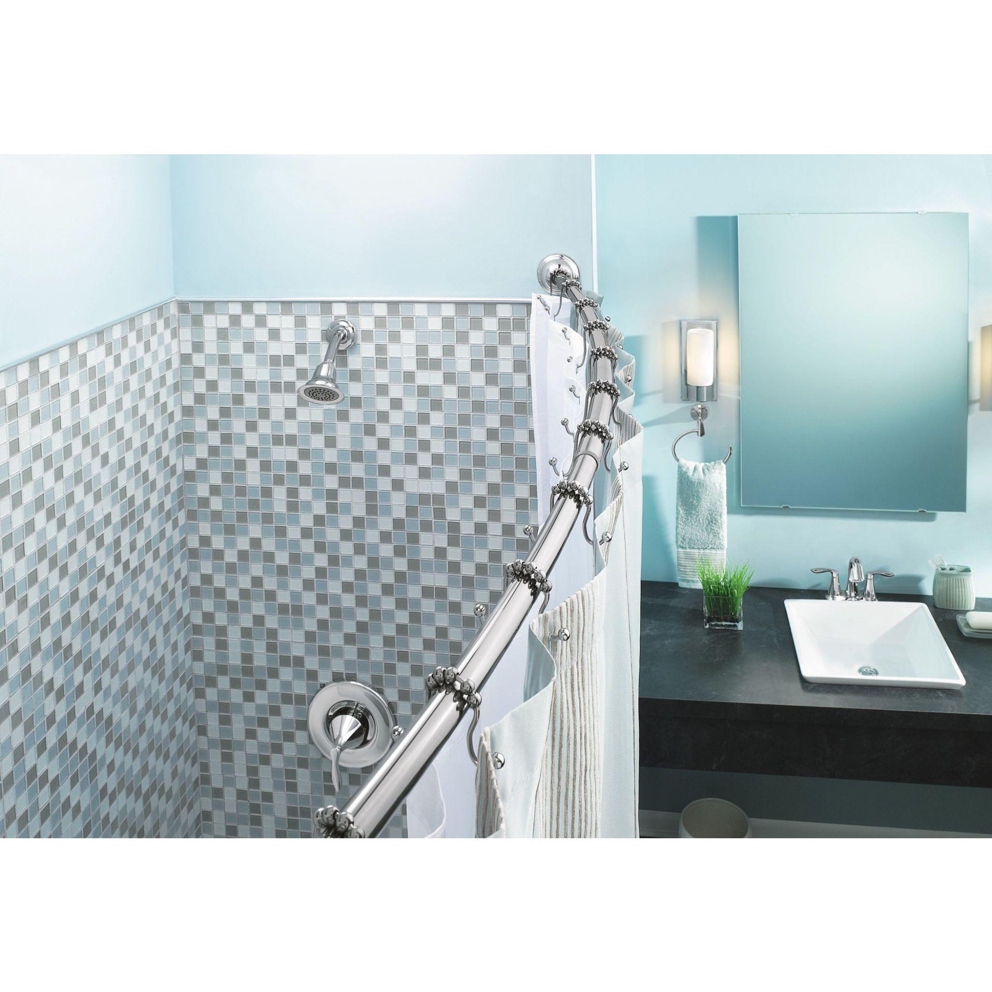 Moen Adjustable Curved Shower Rod 72 " X 72 " Chrome Finish