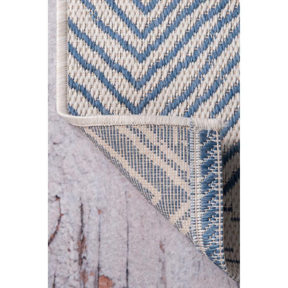 Dunham Abstract Indoor/Outdoor Area Rug for Living Room Patio Deck Front Porch Kitchen, Blue/Ivory