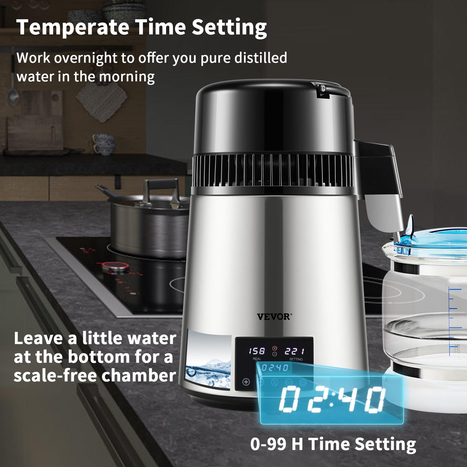 VEVOR VEVOR 1.1 Gallon Countertop Water Distiller, 0.4 Gal/H, 1750W Stainless Steel Distiller