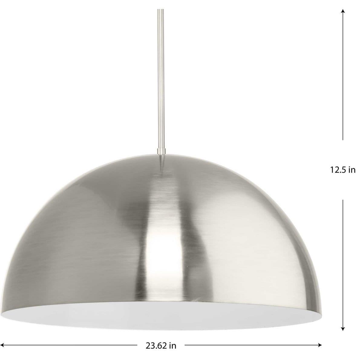 Progress Lighting Perimeter 1-Light Pendant, Brushed Nickel, White Interior Shade: Iconic modern design for kitchens and breakfast nooks.
