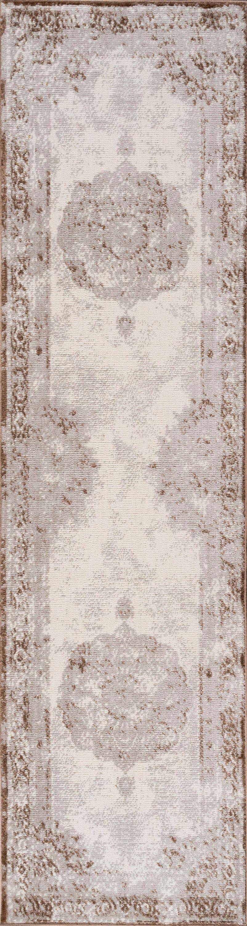 2'x8' Rosalia Cottage Medallion Runner Rug, Brown/Cream - JONATHAN Y