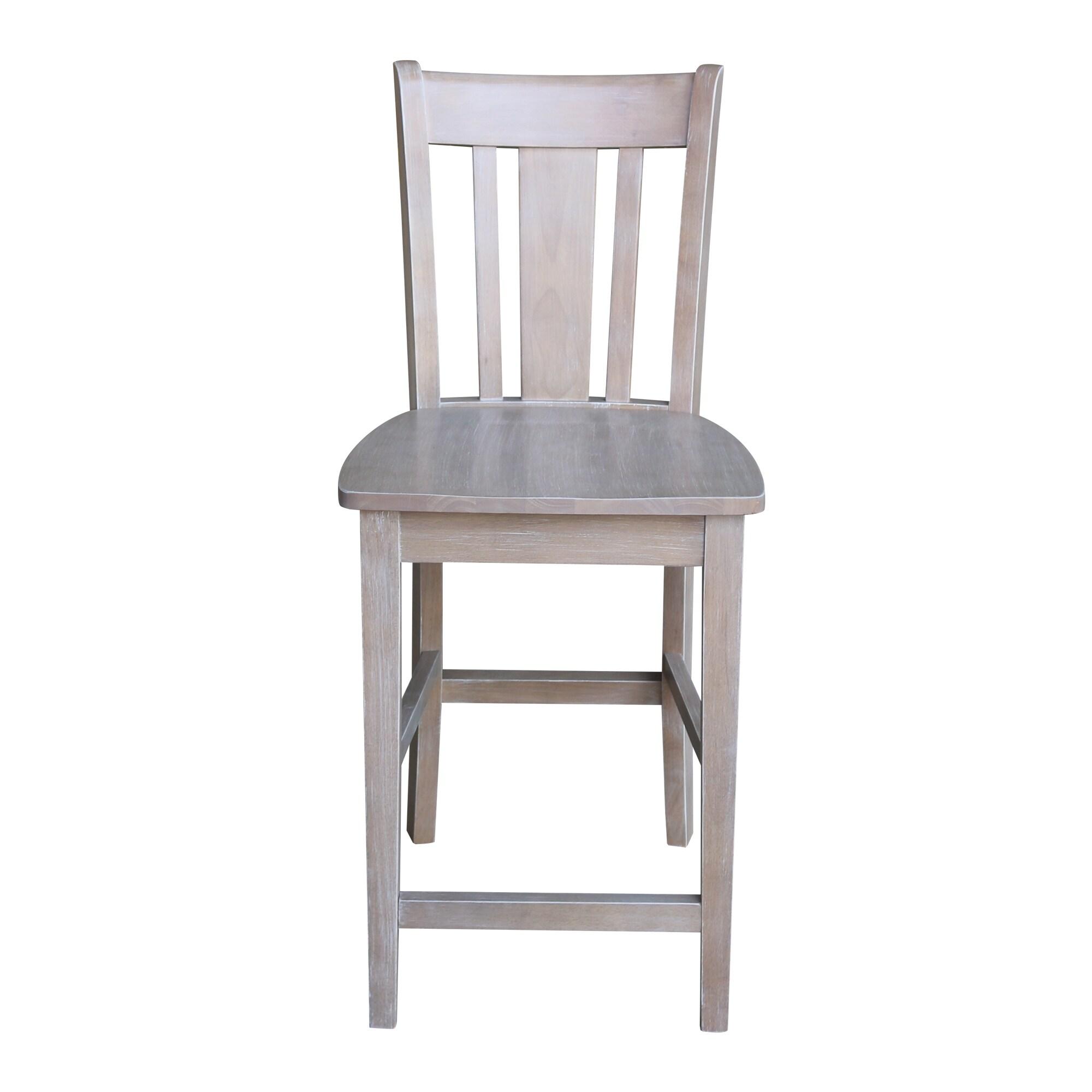 24" San Remo Counter Height Barstool Washed Gray Taupe - International Concepts: Solid Wood, No Assembly Required