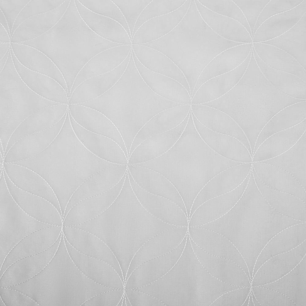 63"x50" Tamaryn Embroidered Trellis Sheer Rod Pocket Curtain Panel White - No. 918: Modern Polyester Curtains