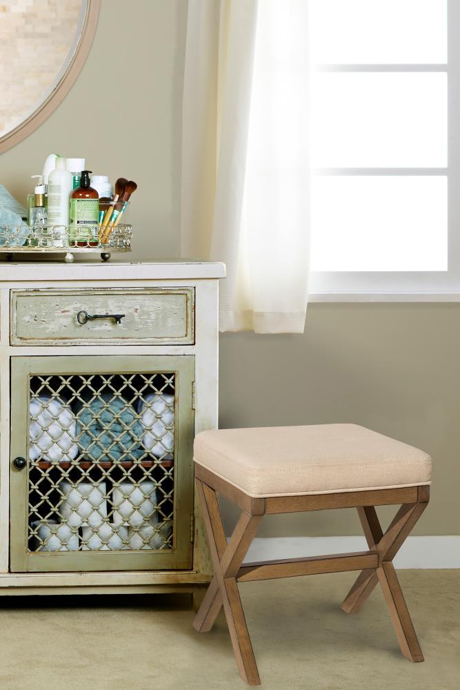 Hillsdale Furniture 18.5" Somerset Backless Wood Vanity Stool Fog: Padded Ottoman Bench, Polyester Upholstery