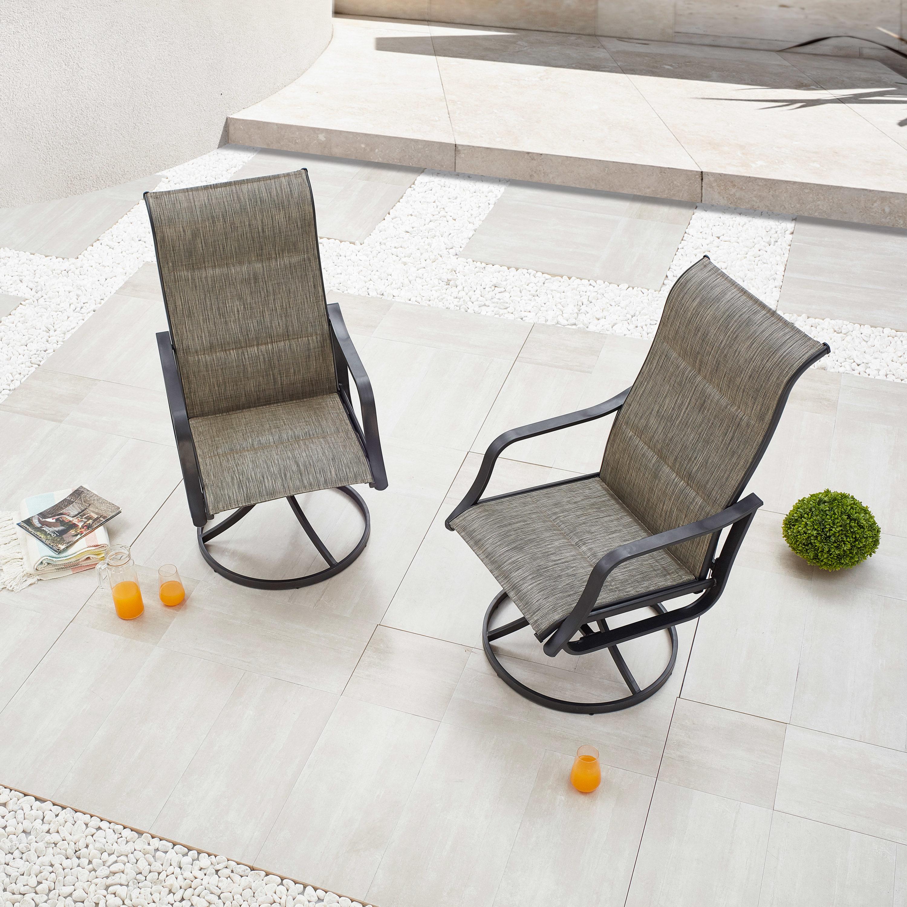 Techmilly Outdoor Dining Chairs , Patio Swivel Chairs Set of 2, Support 400lbs , Dark Grey