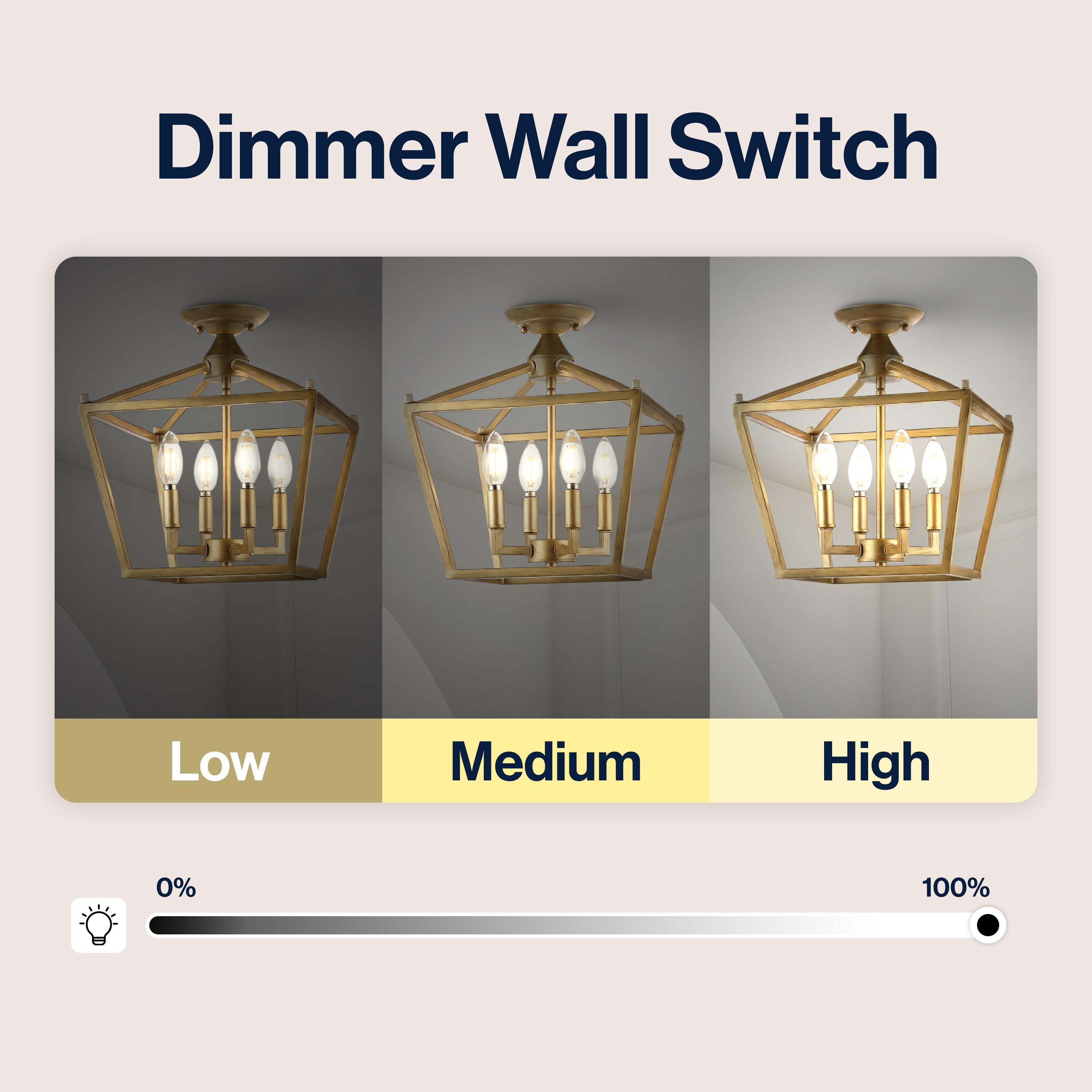 Plains Mini Lantern 12 in. 4-Light Brass Gold Iron Modern Farmhouse LED Flush Mount,