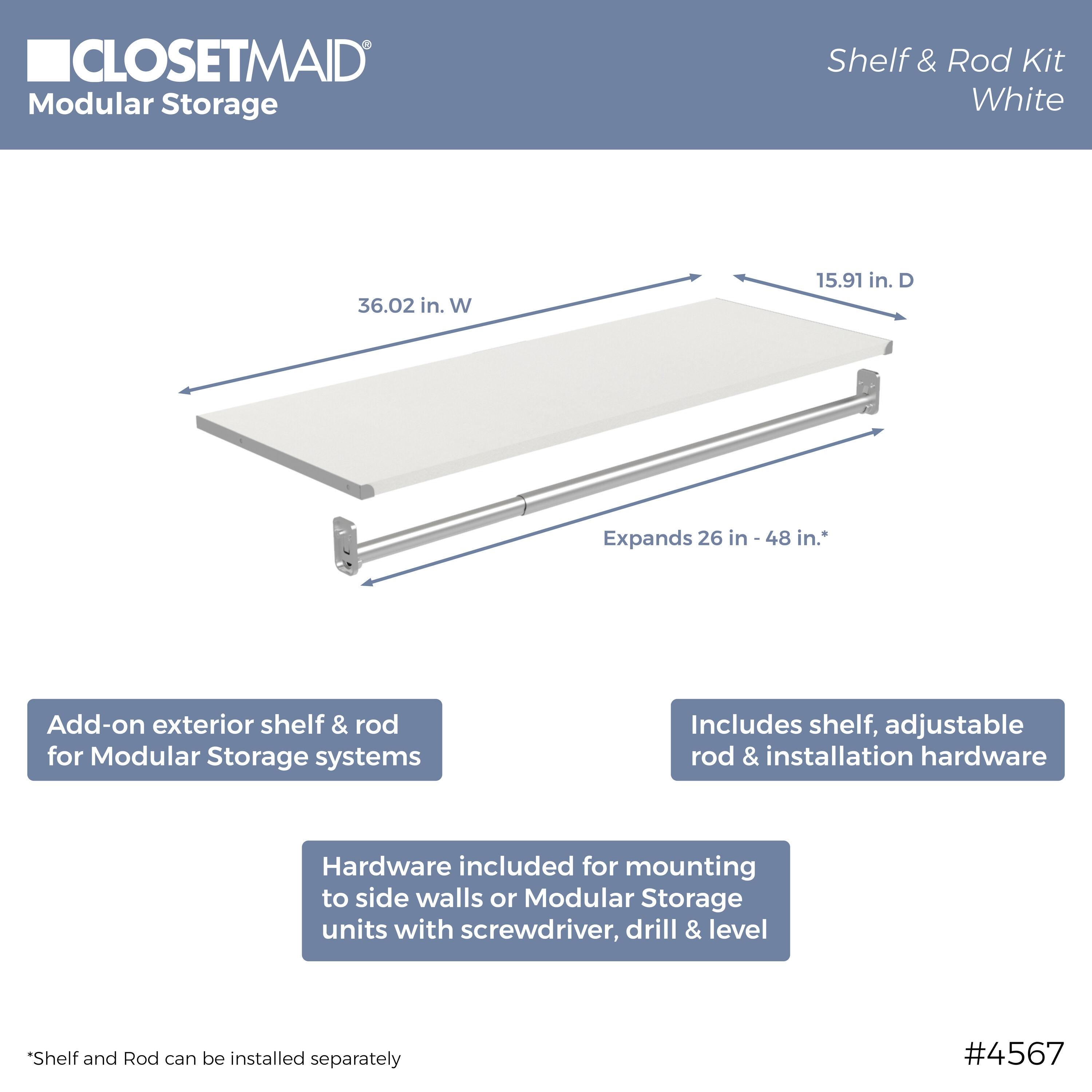 Modular Storage 36.02" W Shelf & Closet Rod