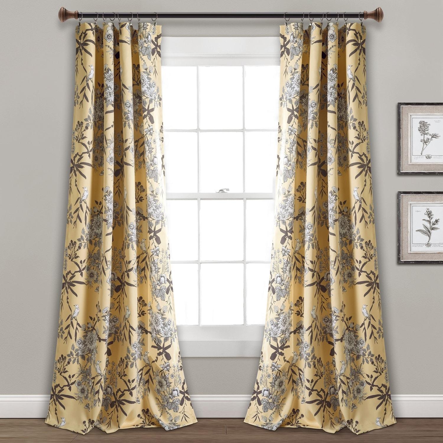 Botanical Garden Polyester Room Darkening Curtain Pair (Set of 2)